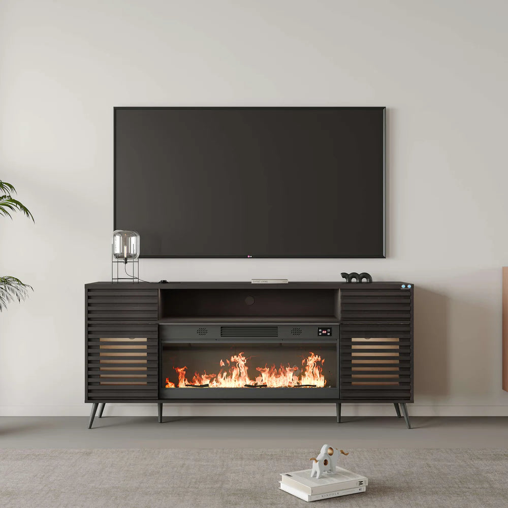 Lux TV Stand with Electric Fireplace β Black | 180cm