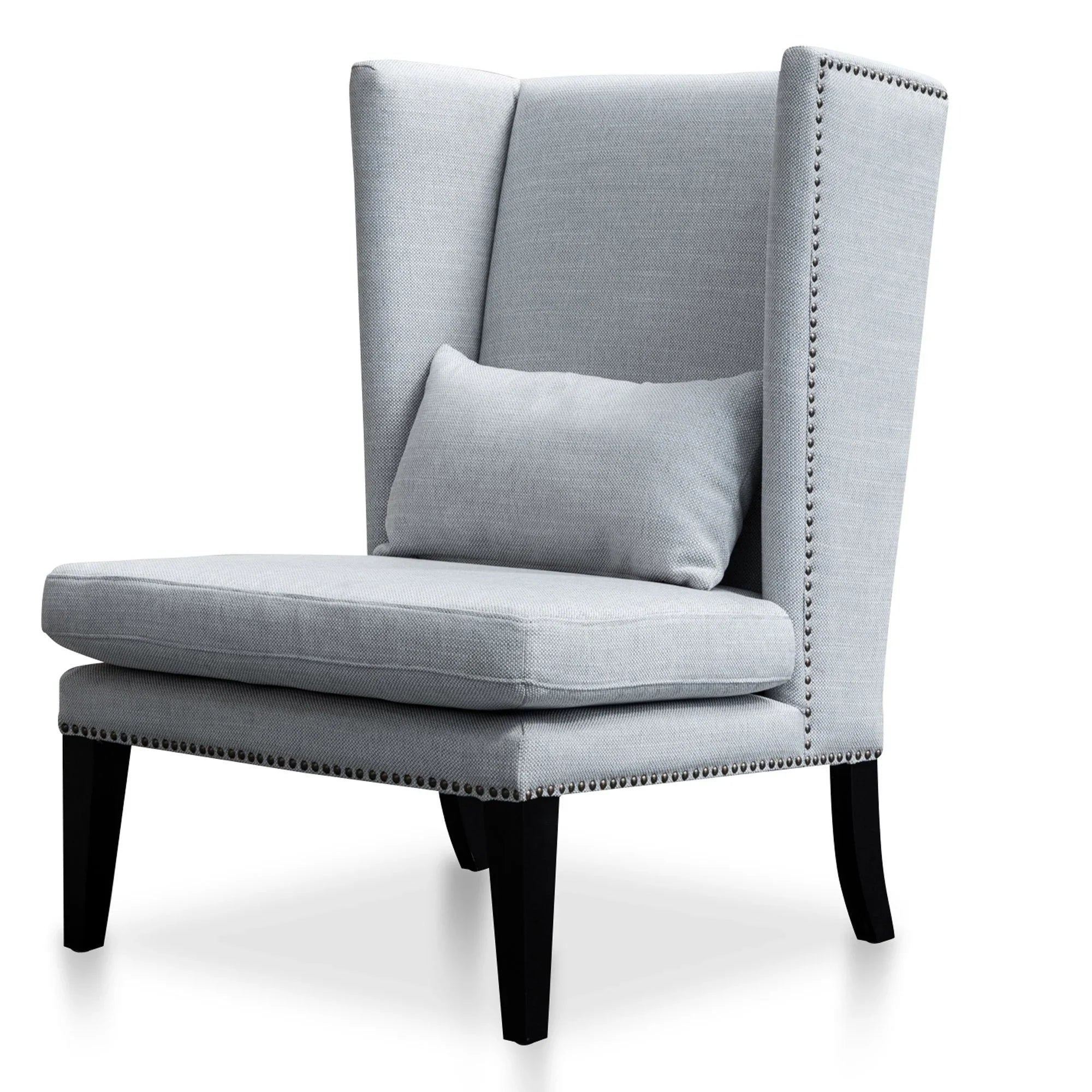 FC Velvet Lounge Wingback Chair in Light Texture Grey