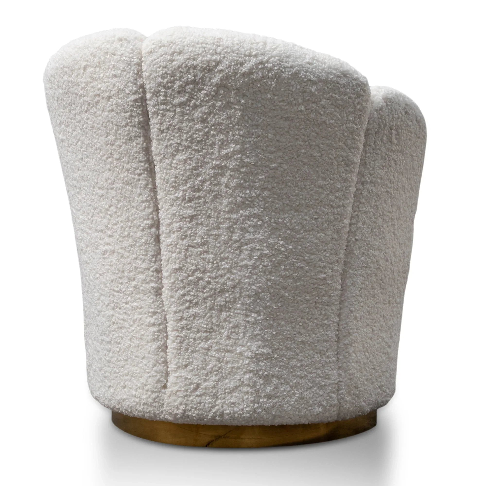 FC Lounge Chair - White synthetic wool Fabric with Brass Gold Base
