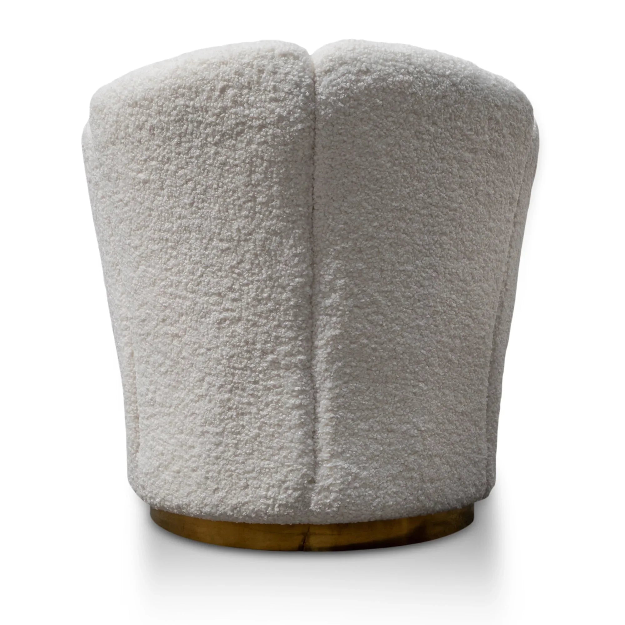 FC Lounge Chair - White synthetic wool Fabric with Brass Gold Base