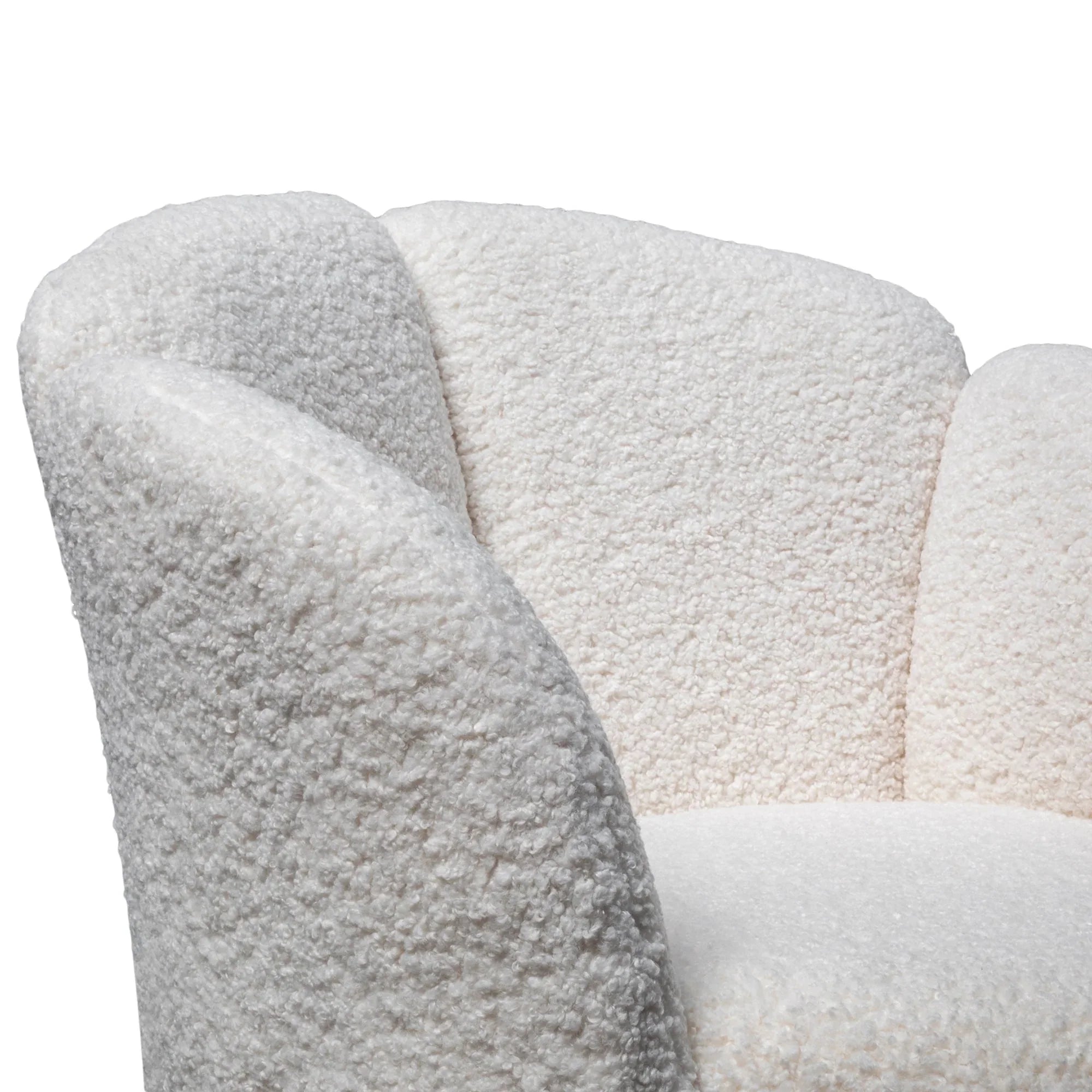FC Lounge Chair - White synthetic wool Fabric with Brass Gold Base