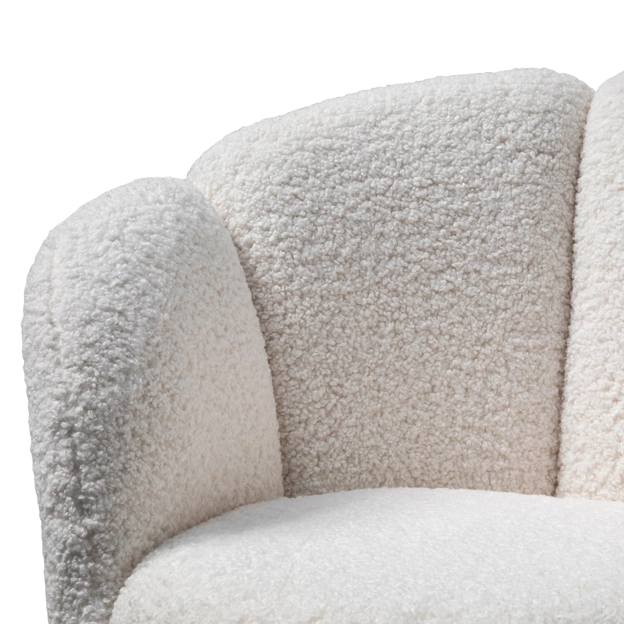 FC Lounge Chair - White synthetic wool Fabric with Brass Gold Base