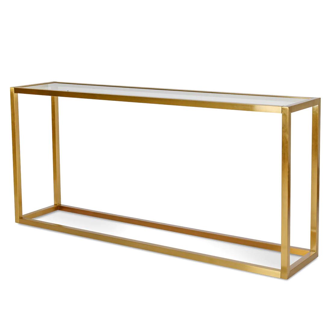 1.6M Glass Console Table - Tempered Glass - Steel Base - Furniture Castle