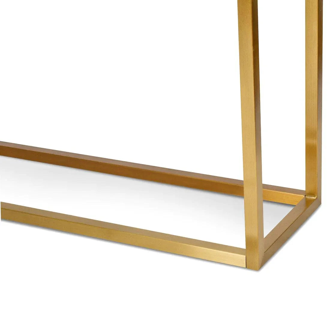 1.6M Glass Console Table - Tempered Glass - Steel Base - Furniture Castle