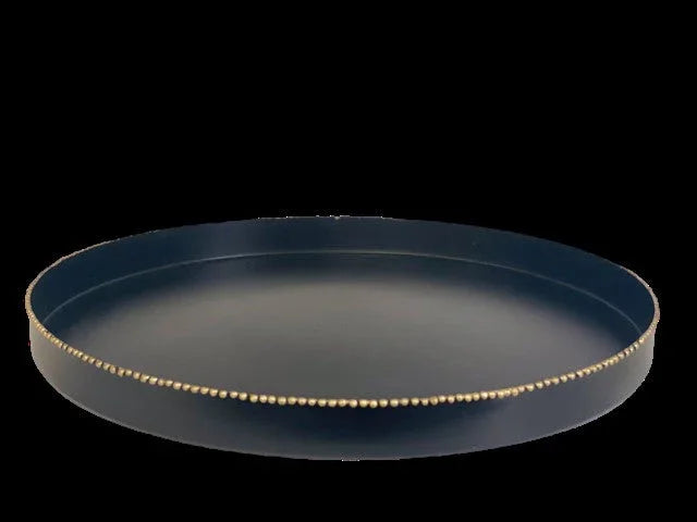 Matt Black Tray With Gold Studs 41x3cm