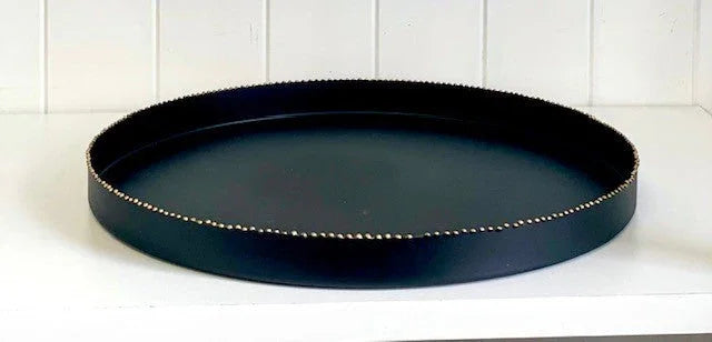 Matt Black Tray With Gold Studs 41x3cm