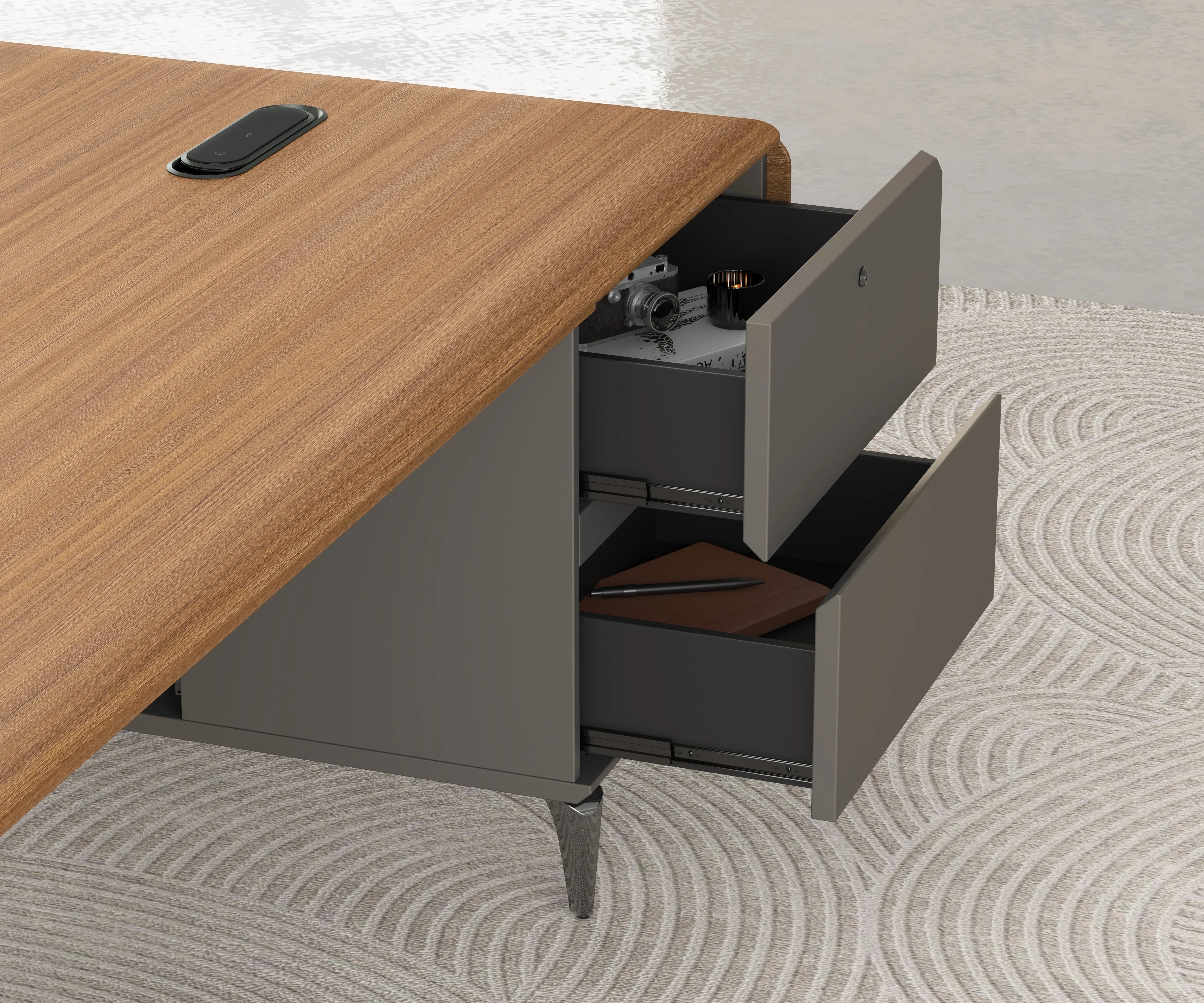 Chancellor Oak Executive Desk 2.0m -Golden Oak & Grey