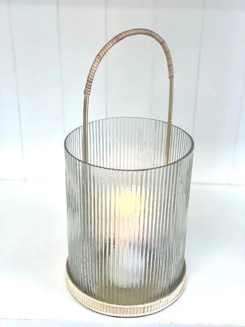 Lantern Clear Ribbed Glass Small 26cm