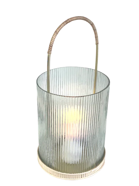 Lantern Clear Ribbed Glass Small 26cm