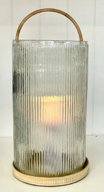 Lantern:Large Clear Ribbed Glass 36cm