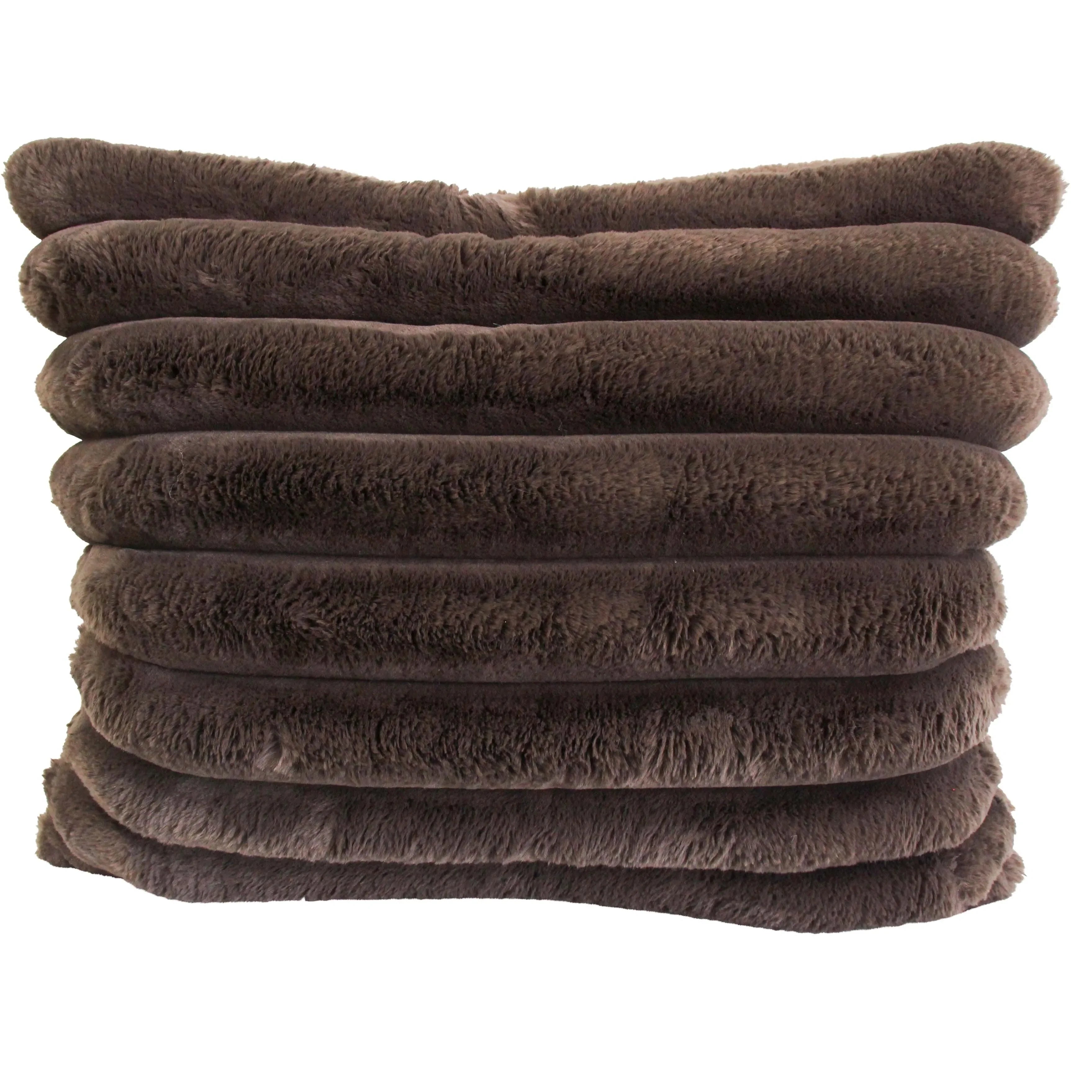 Puffer Faux Fur Double Sided Cushion Chocolate  55x55cm