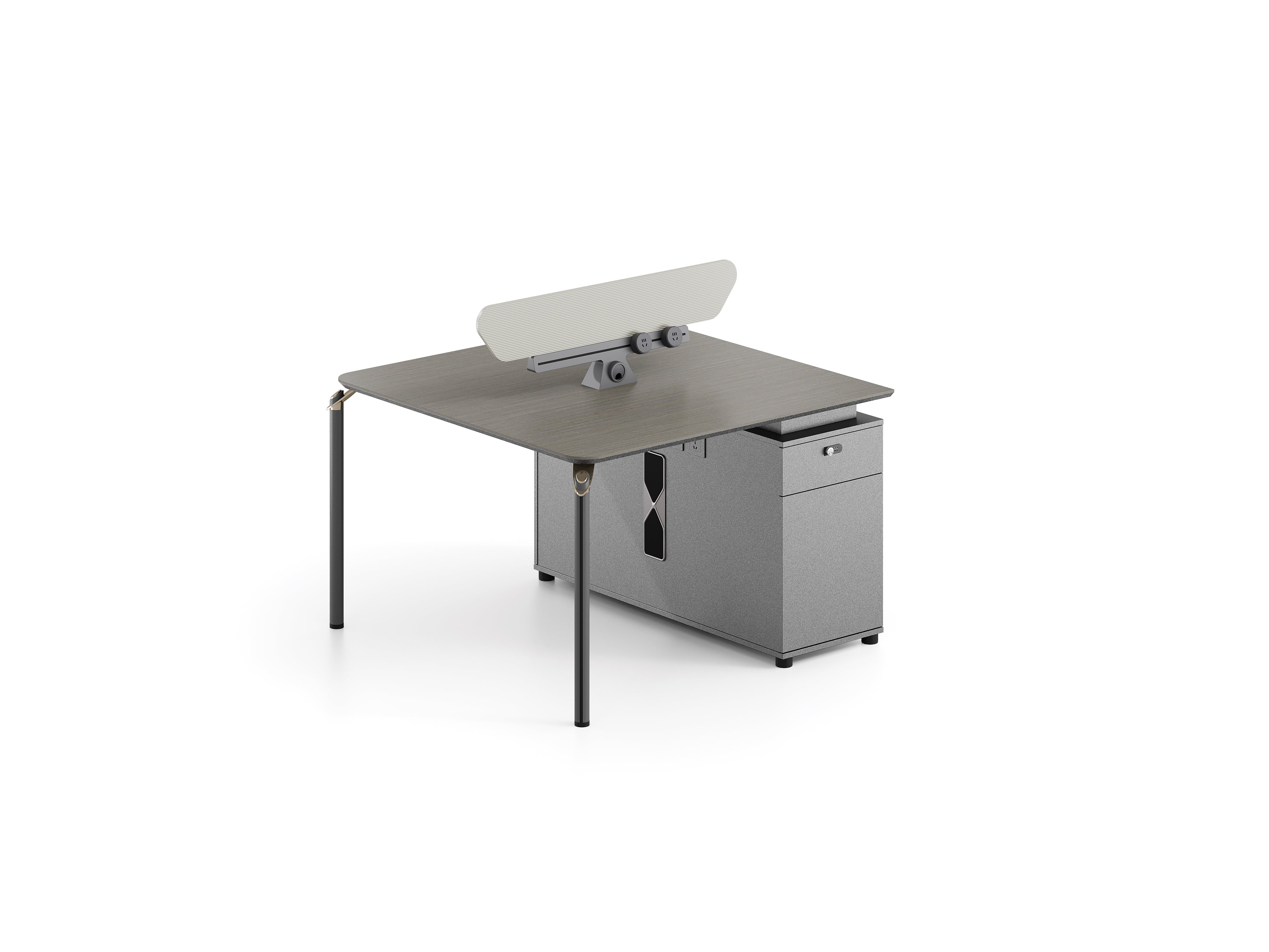 Raymond 2 People Workstation 1.4m – Wooden Grain Finish with Wire Management