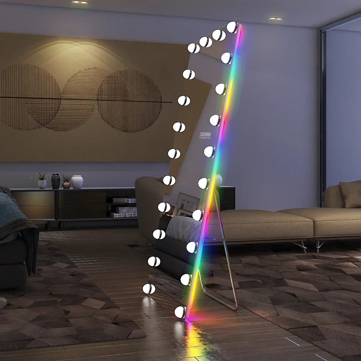 Vanity Mirror with RGB & Bluetooth Speaker 160 x 65cm