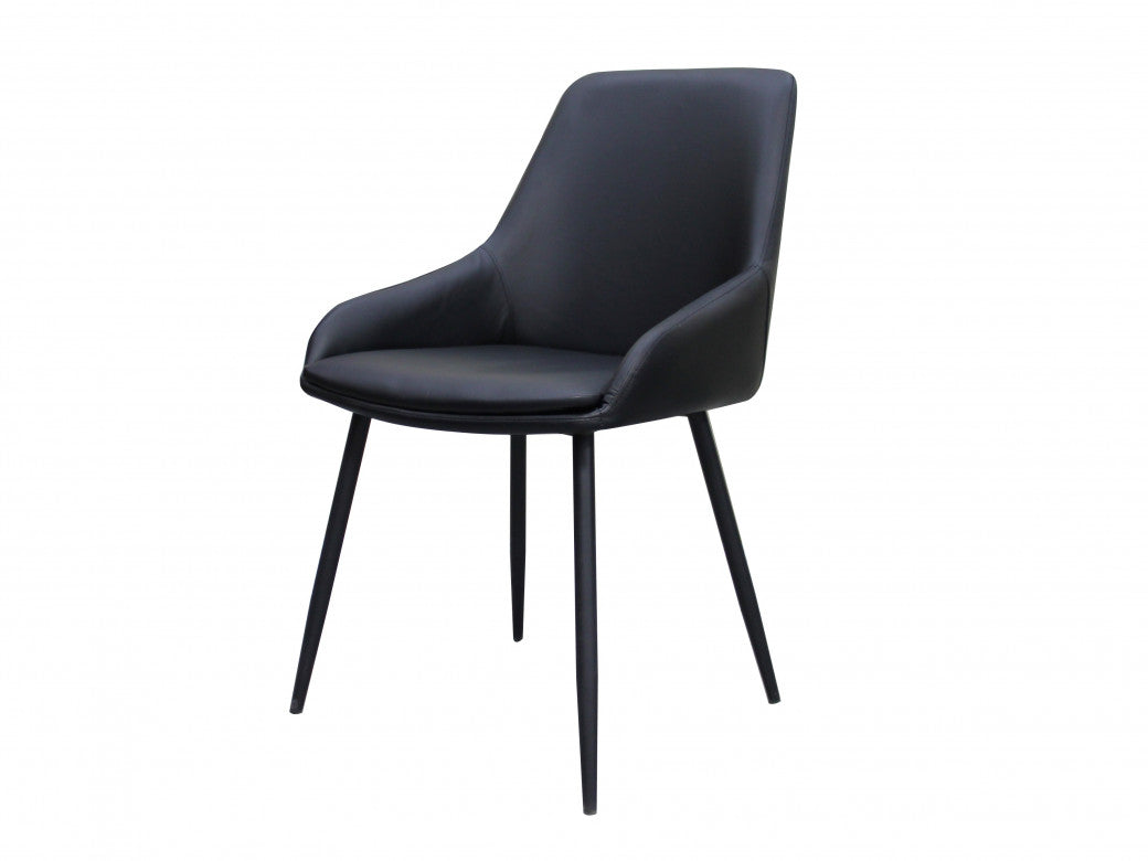 Costa Dining Chair – Black | Eco Leather & Black Frame (Set of 2)
