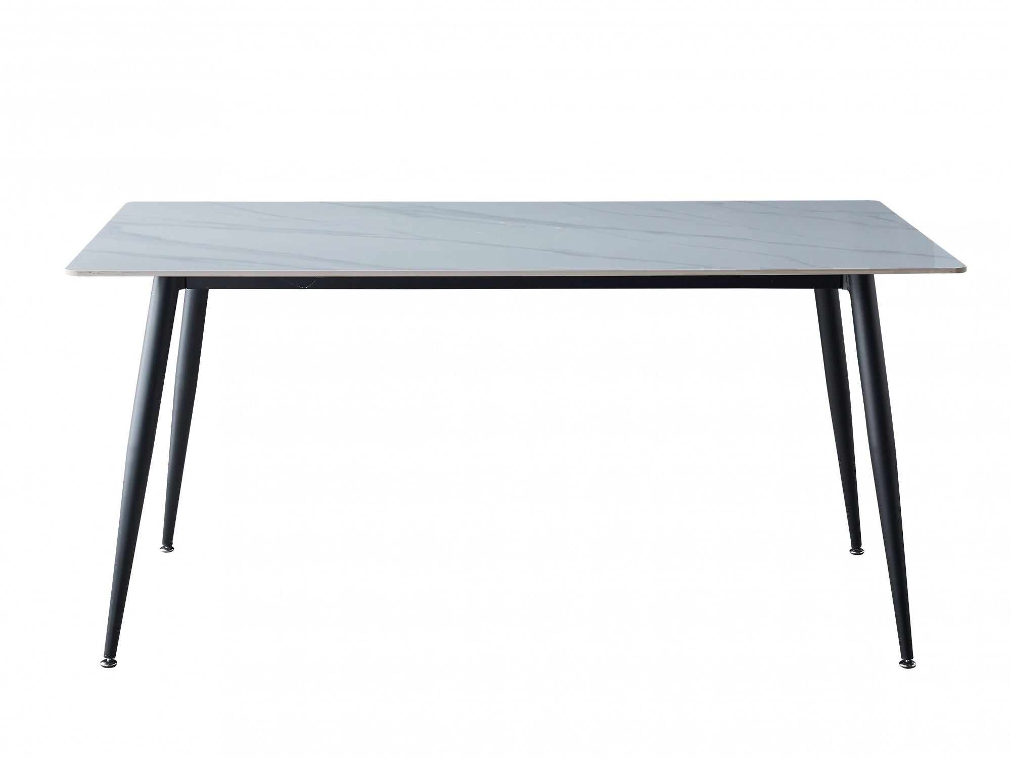 Bentley Large Dining Table β Snow White Marble Effect | Black Frame