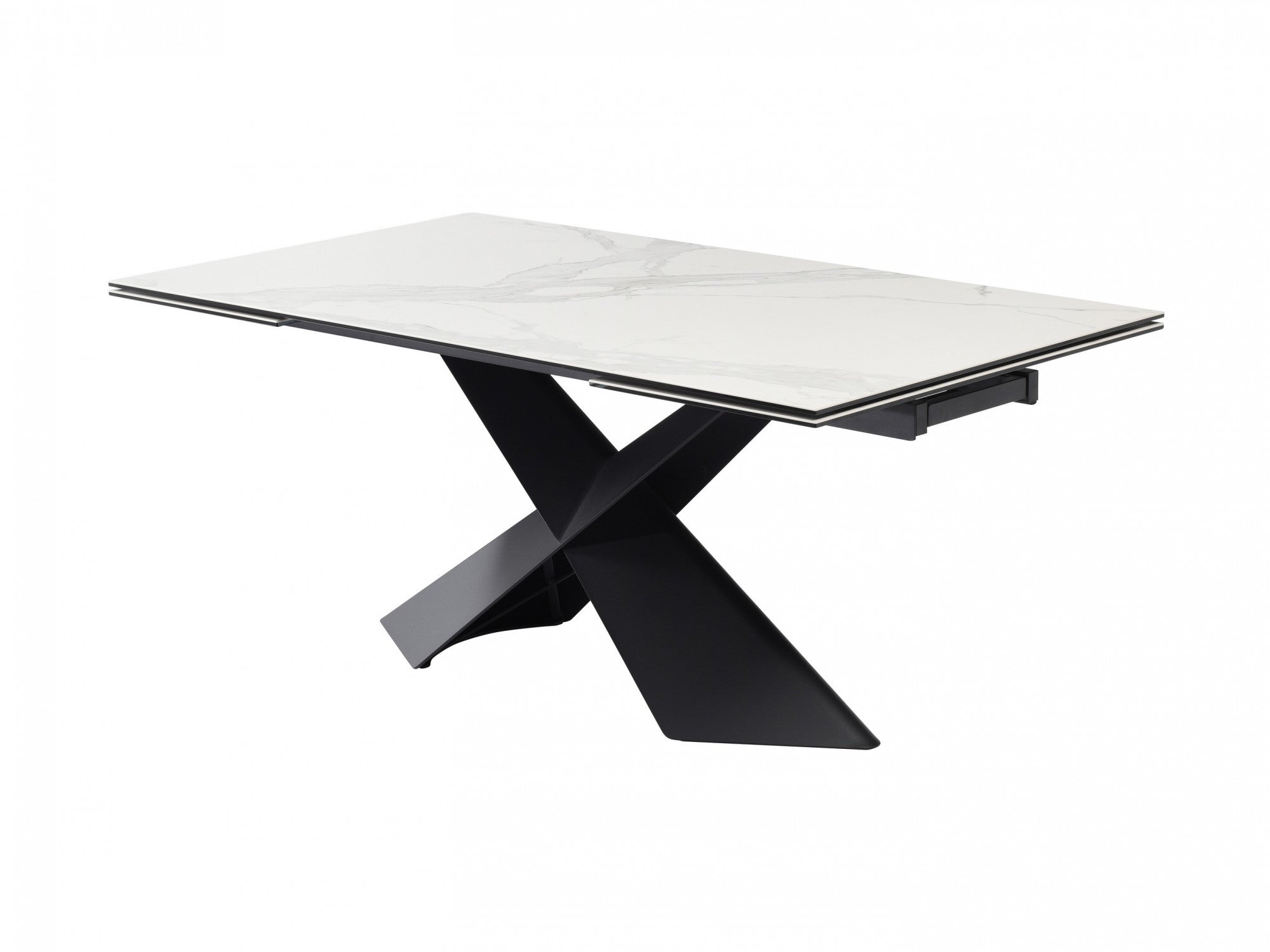 Zulu Extension Dining Table – Vermont Marble Effect | Black Frame