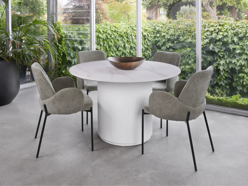 Windsor Dining Table Snow White Ceramic