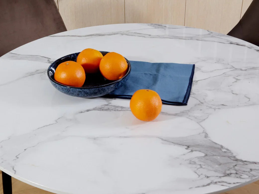 Vulcan Dining Table Marble Effect White Sevella