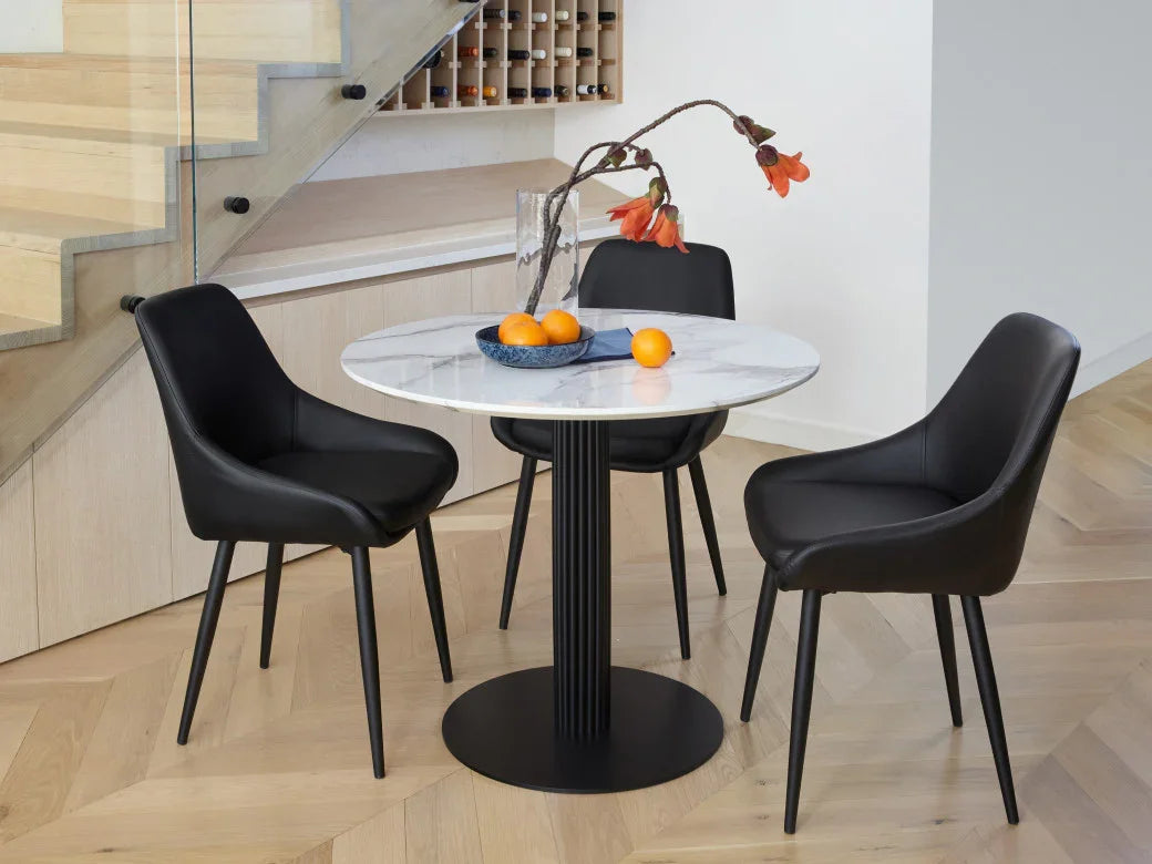 Vulcan Dining Table Marble Effect White Sevella