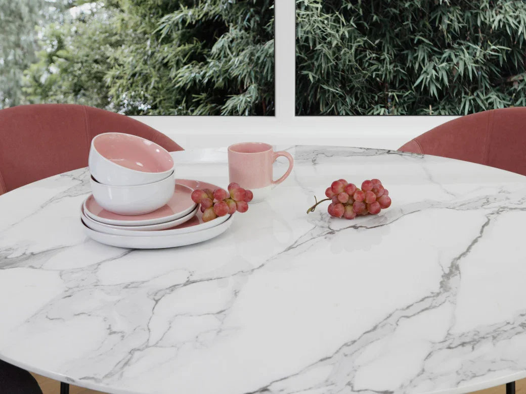 Lilly Dining Table Marble Effect White Sevella White Columa