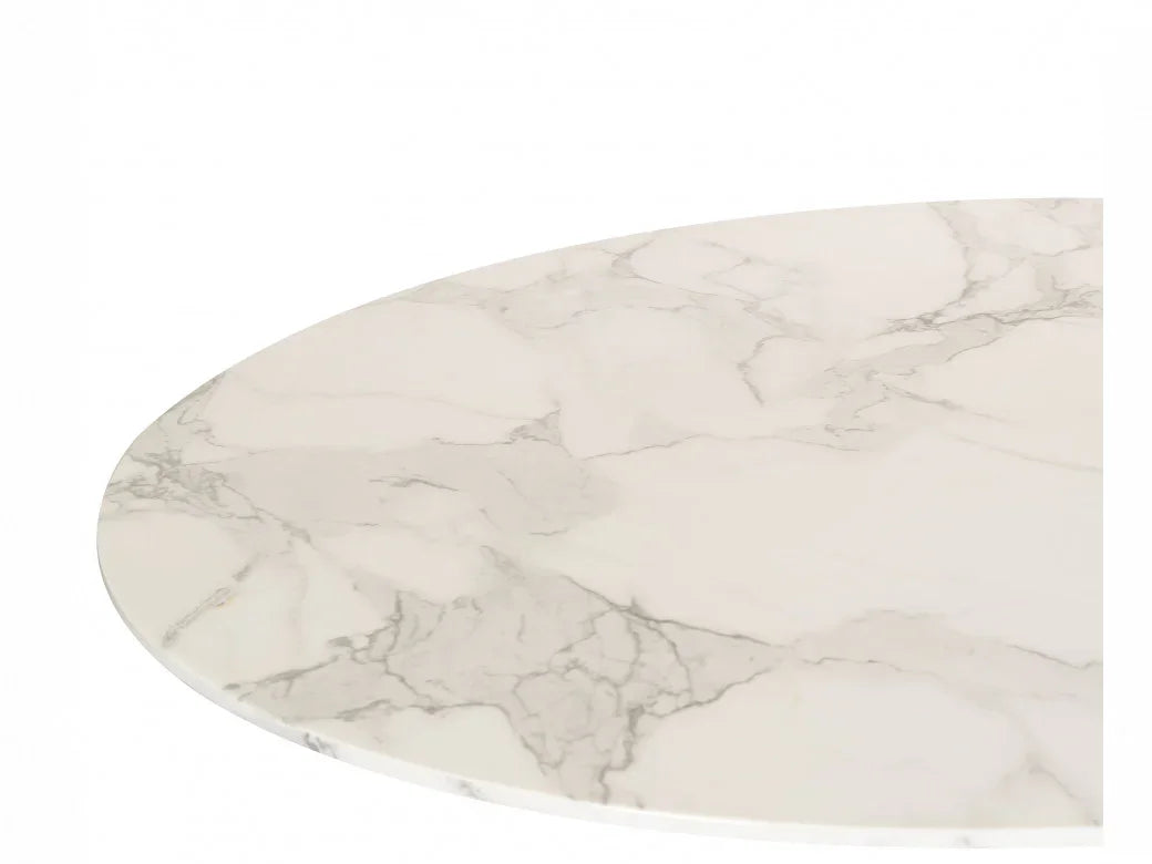Lilly Dining Table Marble Effect White Sevella Black Columa