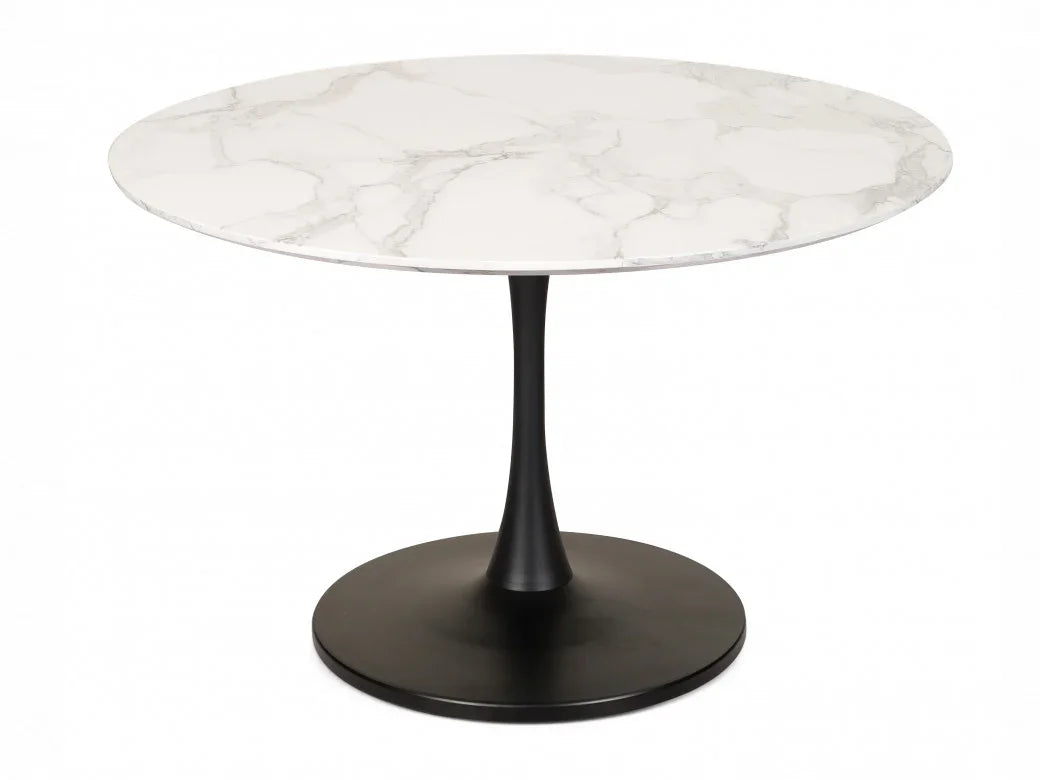 Lilly Dining Table Marble Effect White Sevella Black Columa