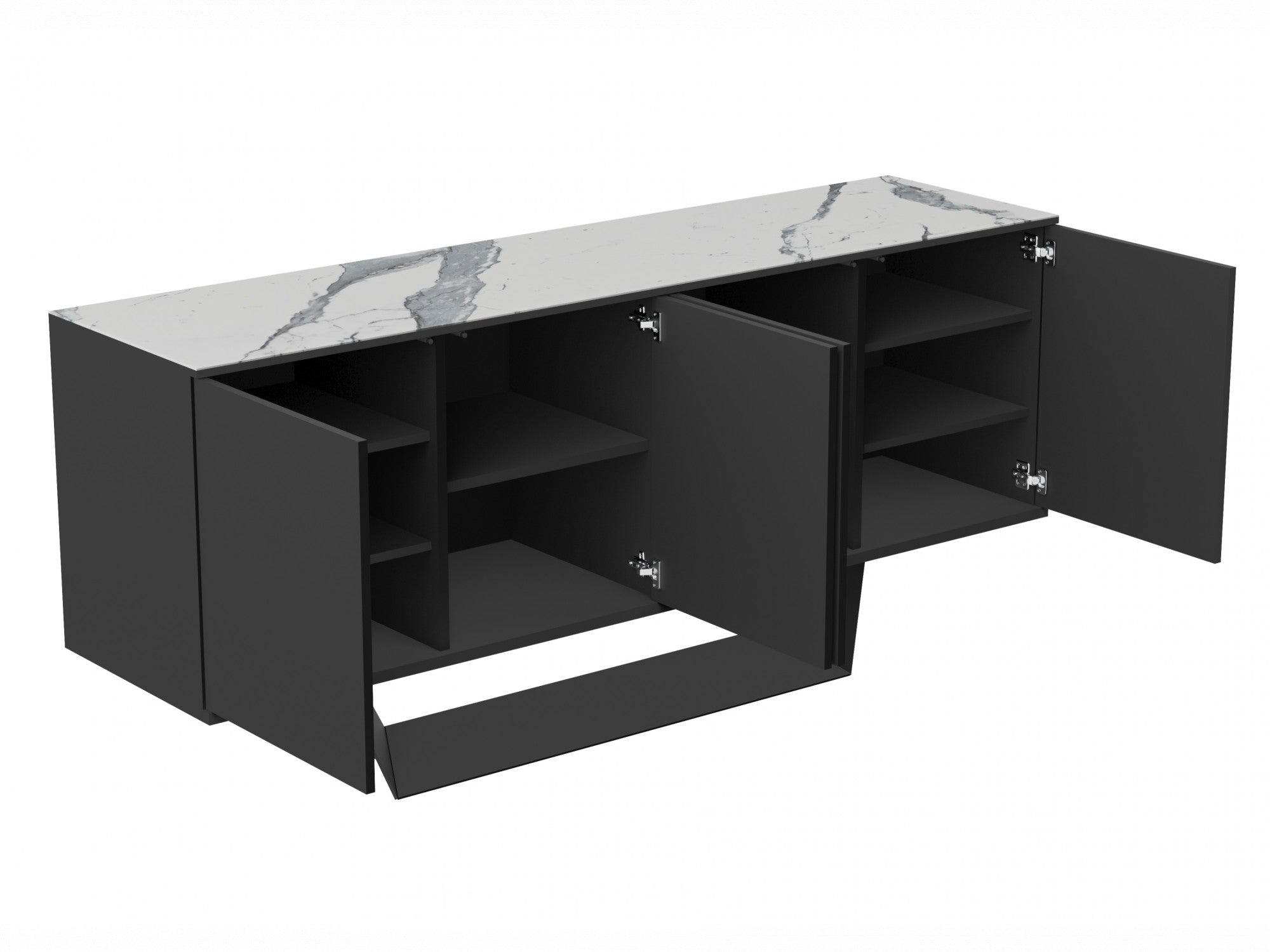 Symphony Sideboard – Marmo Marble Effect | Grey Body & Black Frame