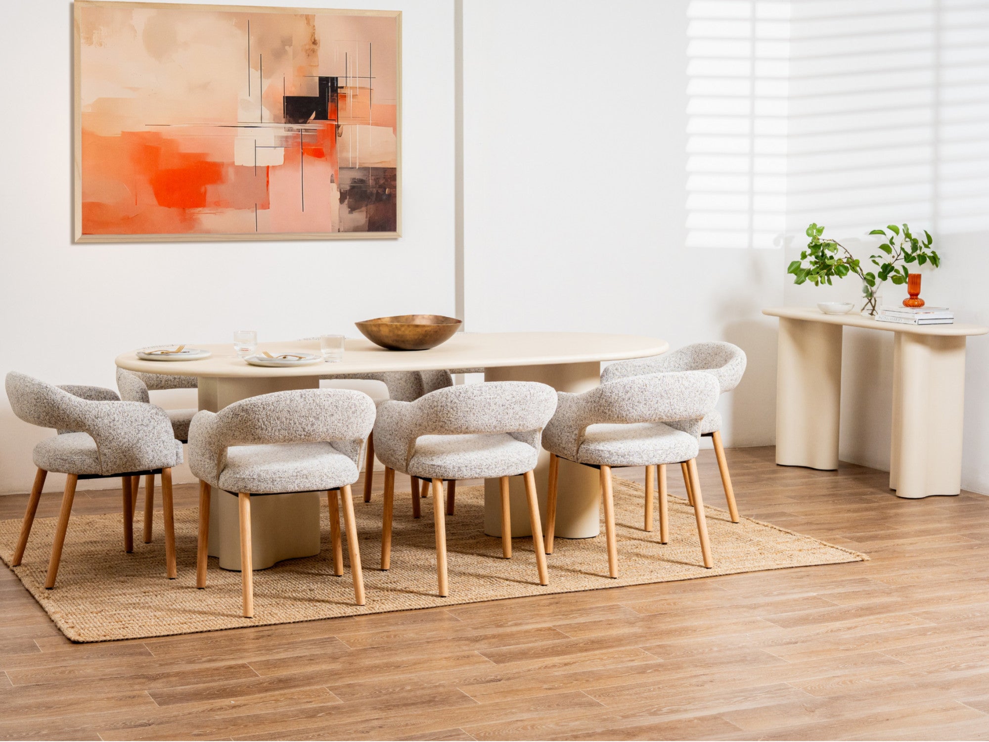 Coastal Dining Table β Pebble | Micro-Cement Coated MDF