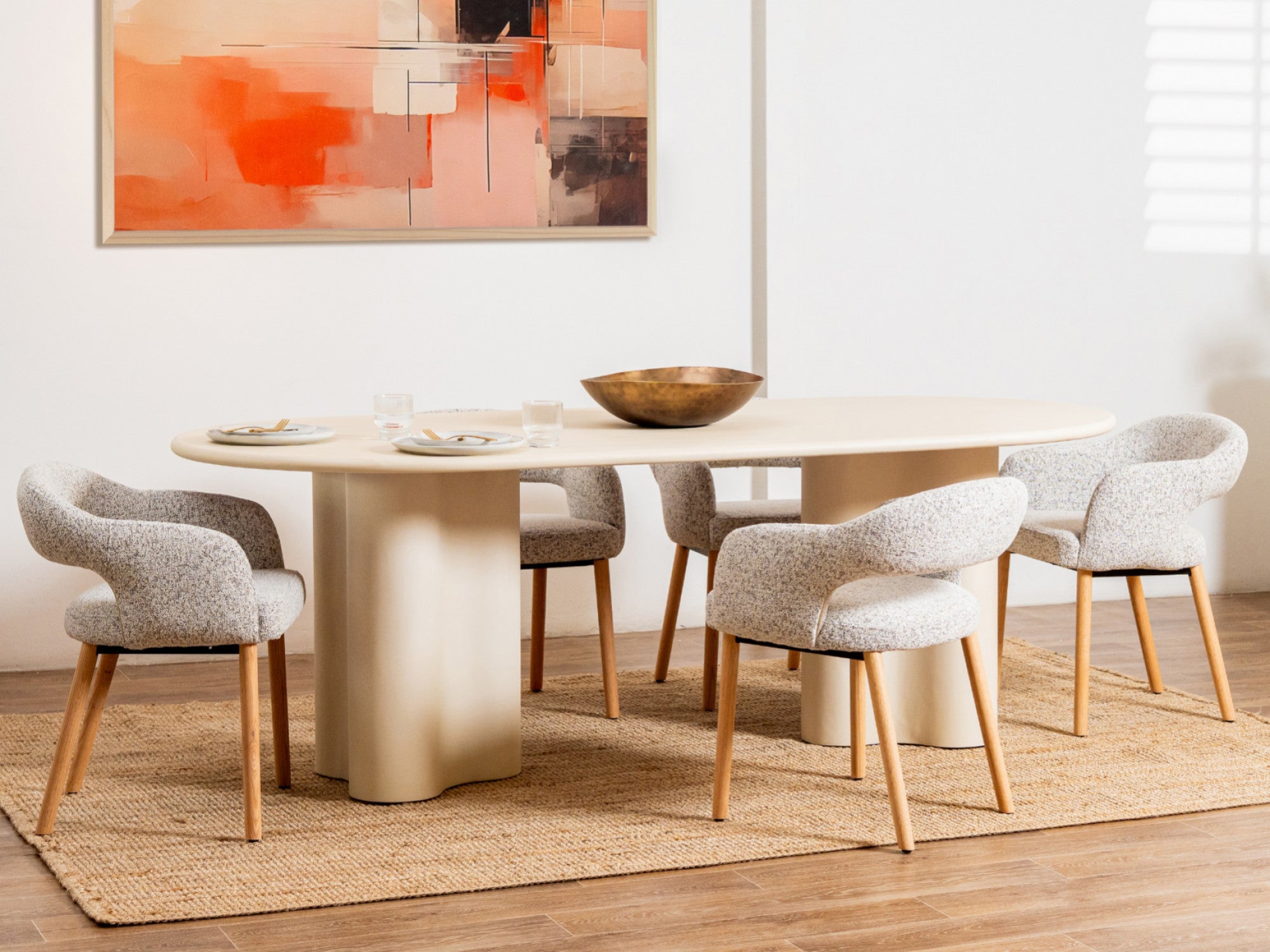 Coastal Dining Table β Pebble | Micro-Cement Coated MDF