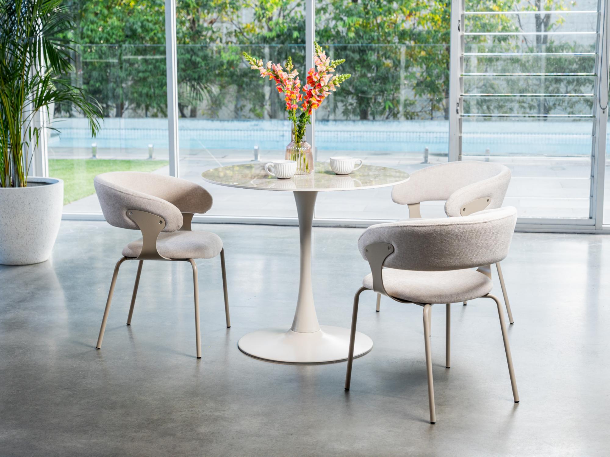 Scandi Medium Dining Table – Rocky Marble Effect | Cappuccino Frame