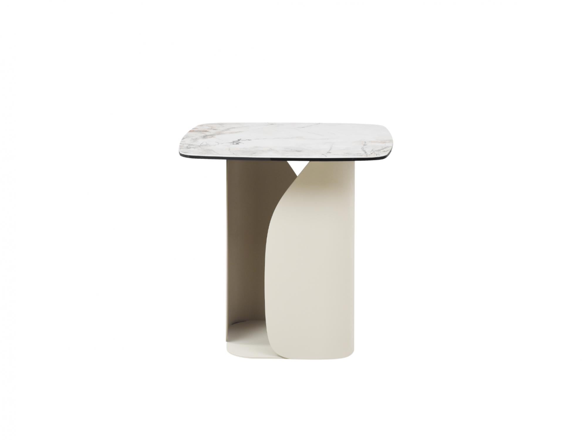 Messina Side Table – Milan White Marble | Ivory Frame