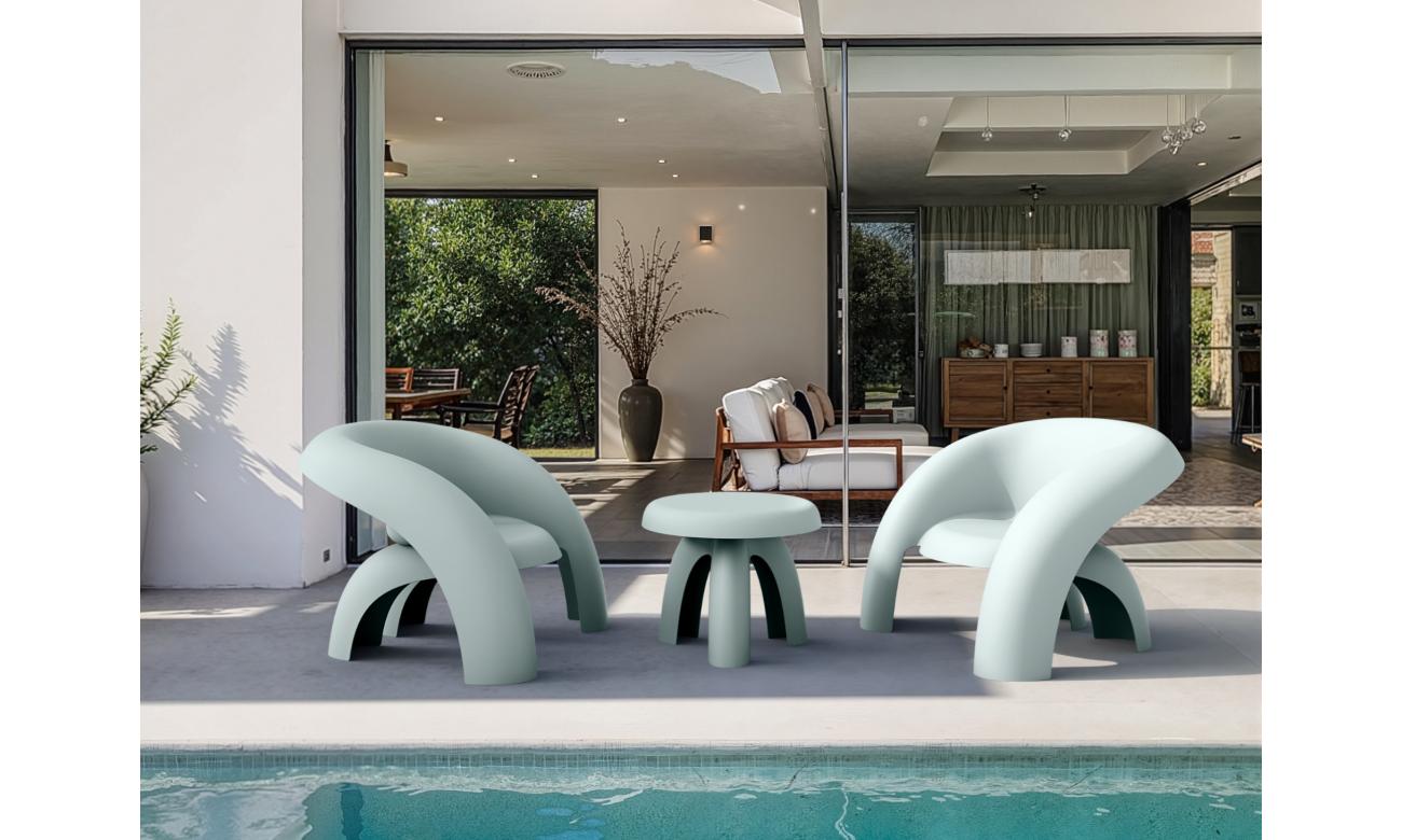 Bondi Outdoor Side Table – Celadon Green | Solid Plastic