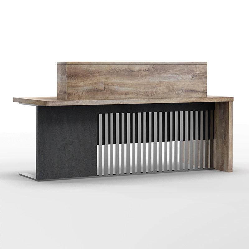 AFTAN Reception Desk Left Panel 180cm - Warm Oak & Black - Furniture Castle