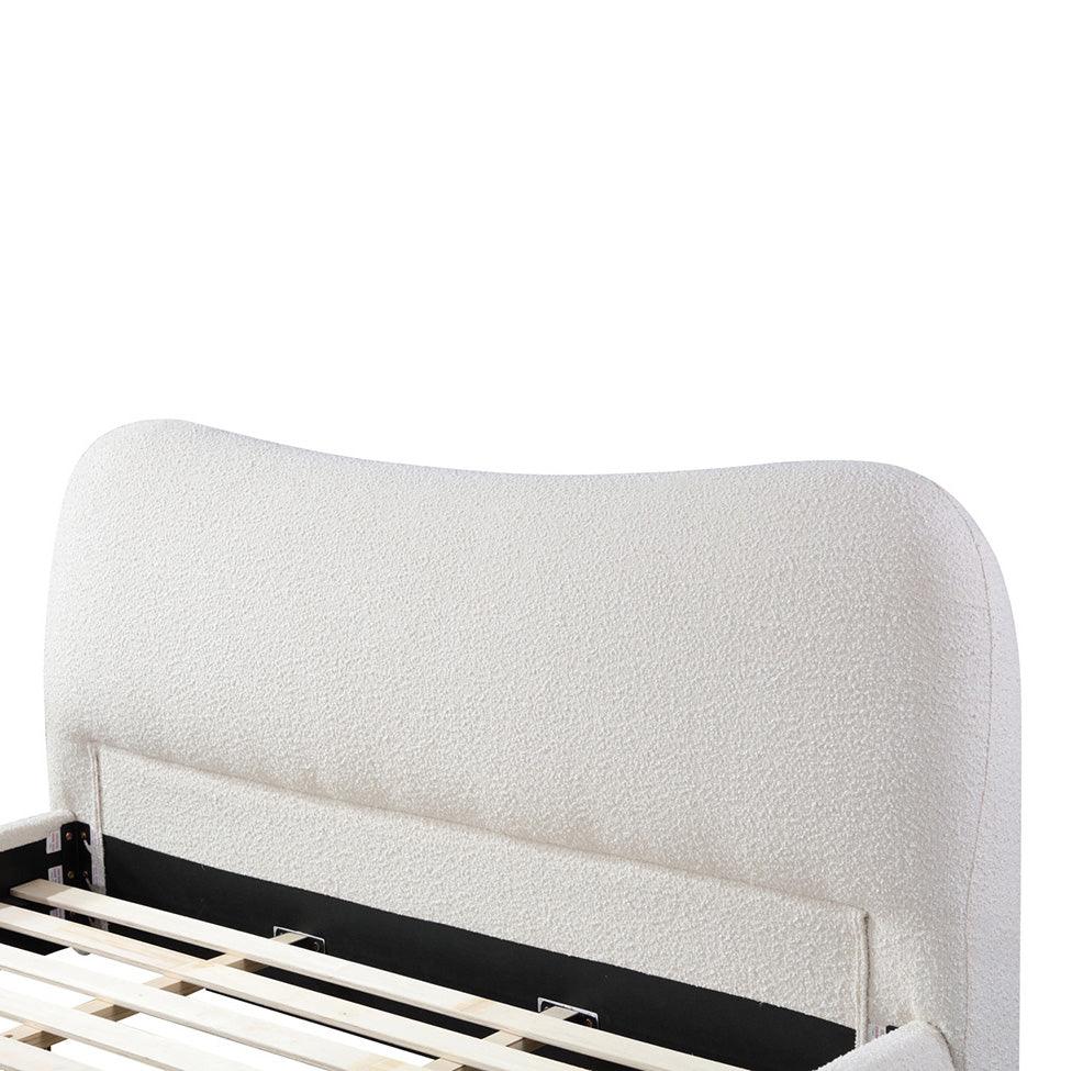 CBD8149-YO King Bed Frame - Cream White Boucle - Furniture Castle