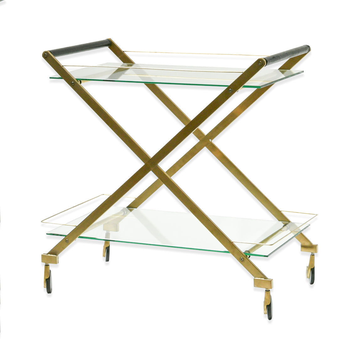 Henry Brushed Gold Bar Cart – Clear Tempered Glass