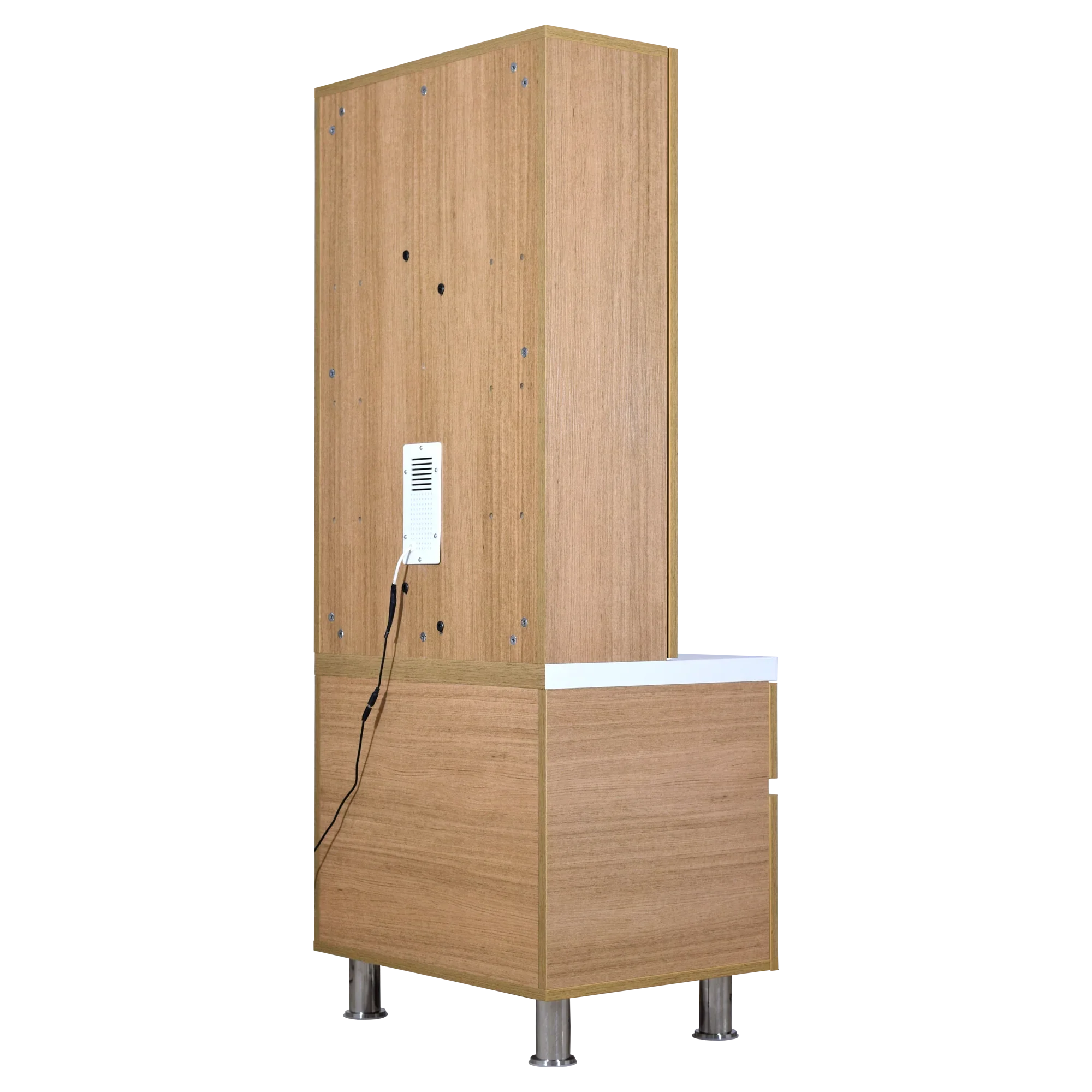 F C Natural Teak Finish Mandir with doors 5' x 2'