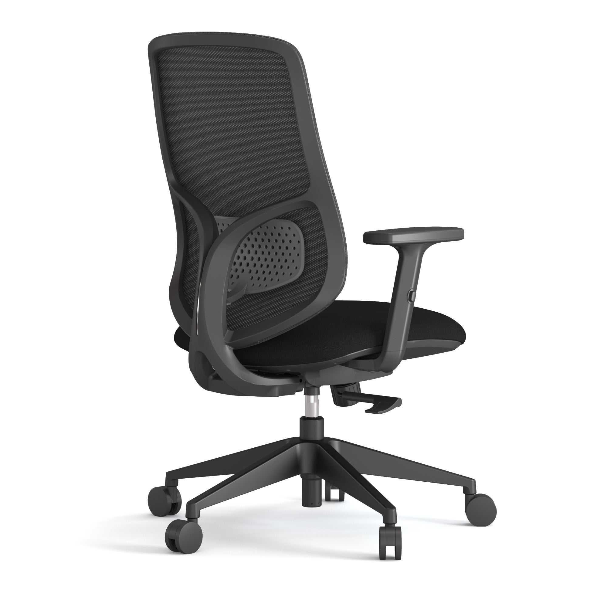 Vale Medium Back Chair With Black Mesh Back Rest & Black Upholstered Seat