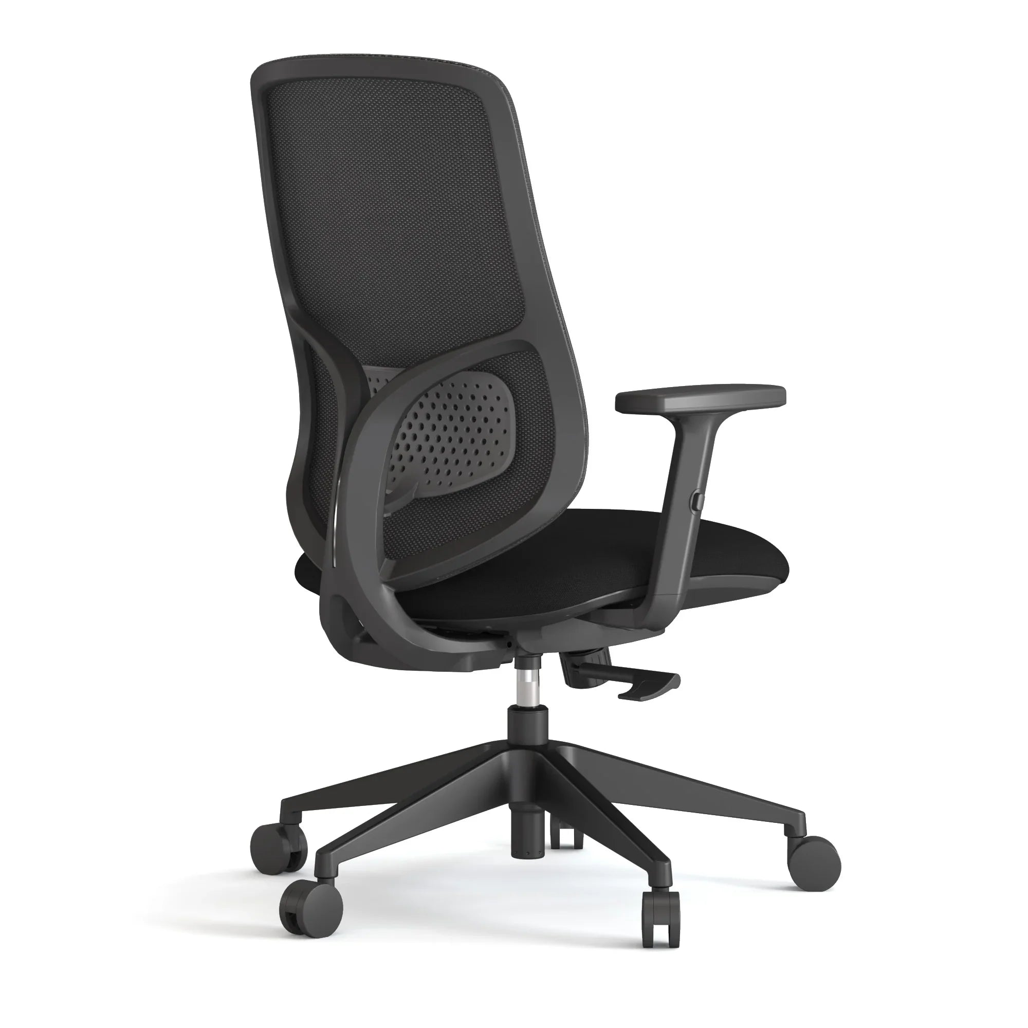 Vale Medium Back Chair With Black Mesh Back Rest & Black Upholstered Seat