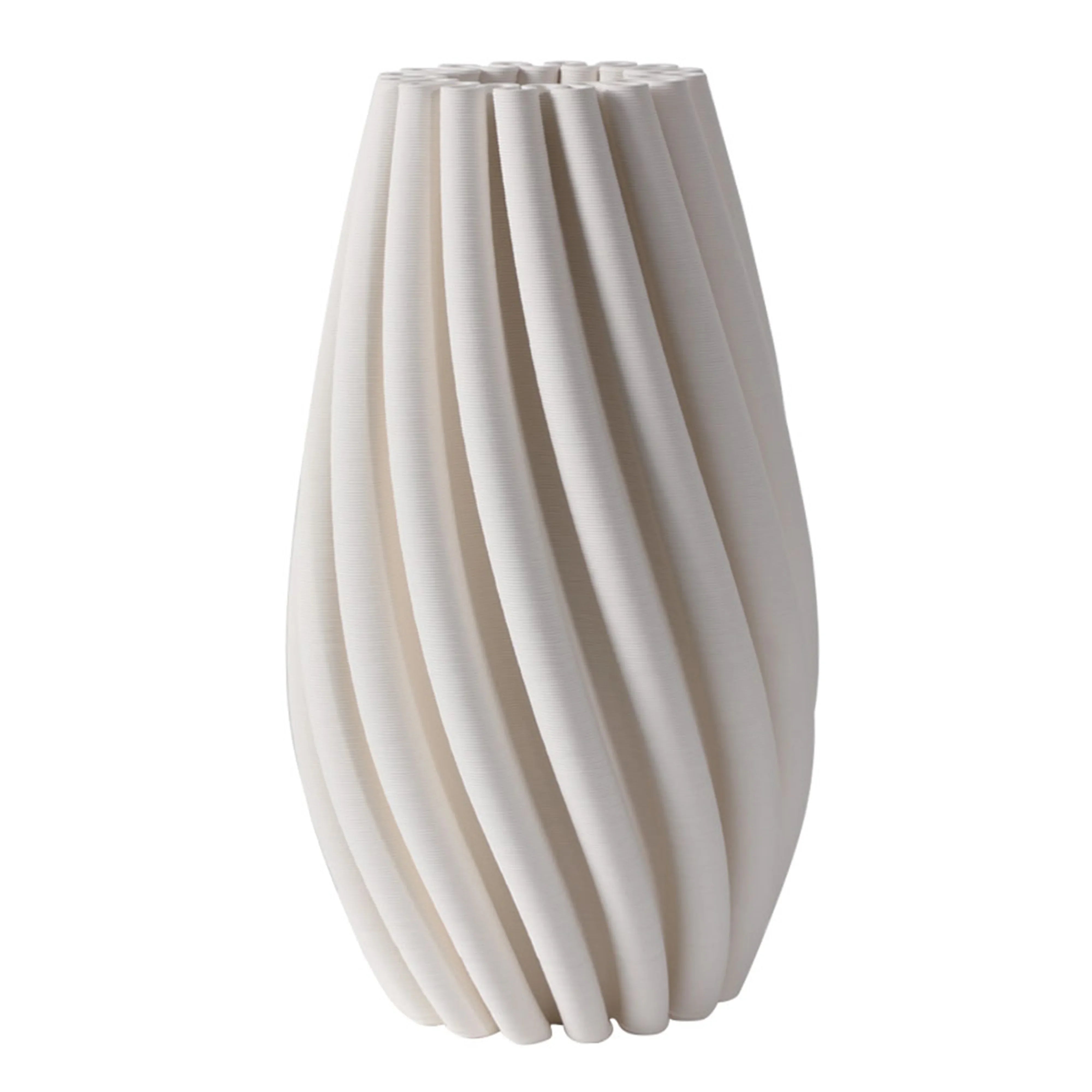 Nord Ceramic White Swirled Vase Lge W16 X D16 X H32cm