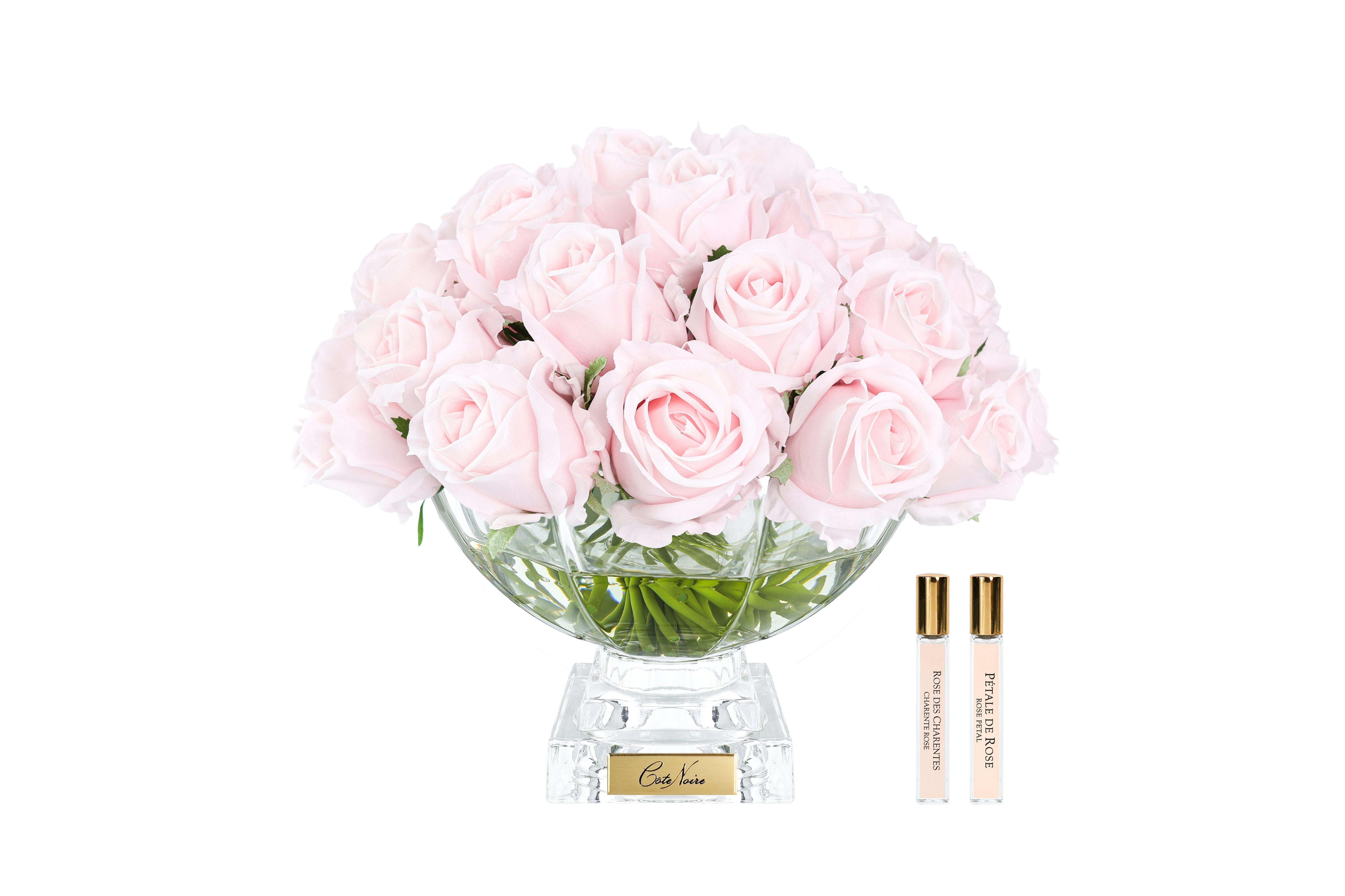 Cote Noire Luxury Centrepiece 37 Rose Bud Bouquet - French Pink & Gold badge - CPRB06
