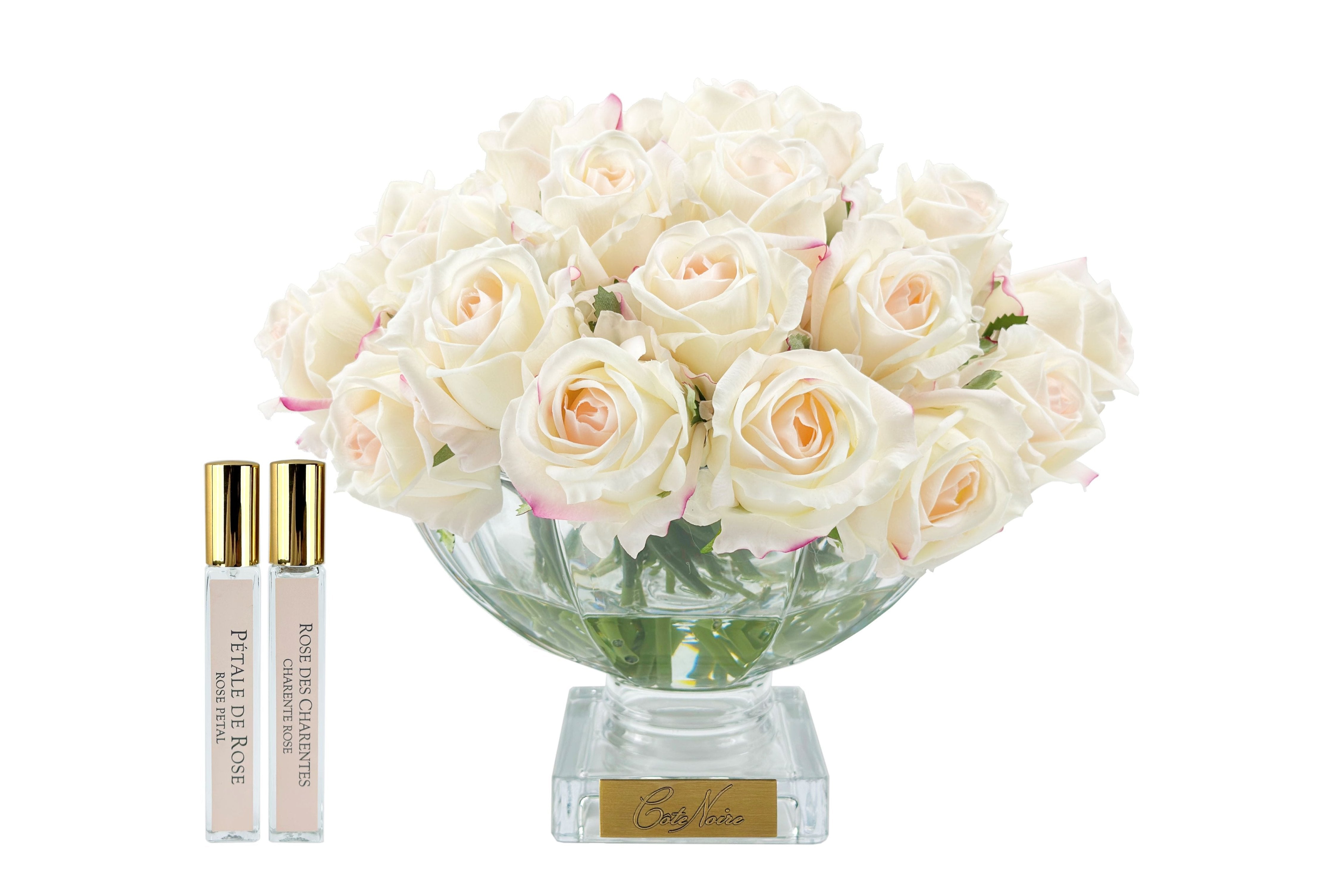 Cote Noire Luxury Centrepiece 37 Rose Bud Bouquet - Pink Blush & Gold badge - CPRB02