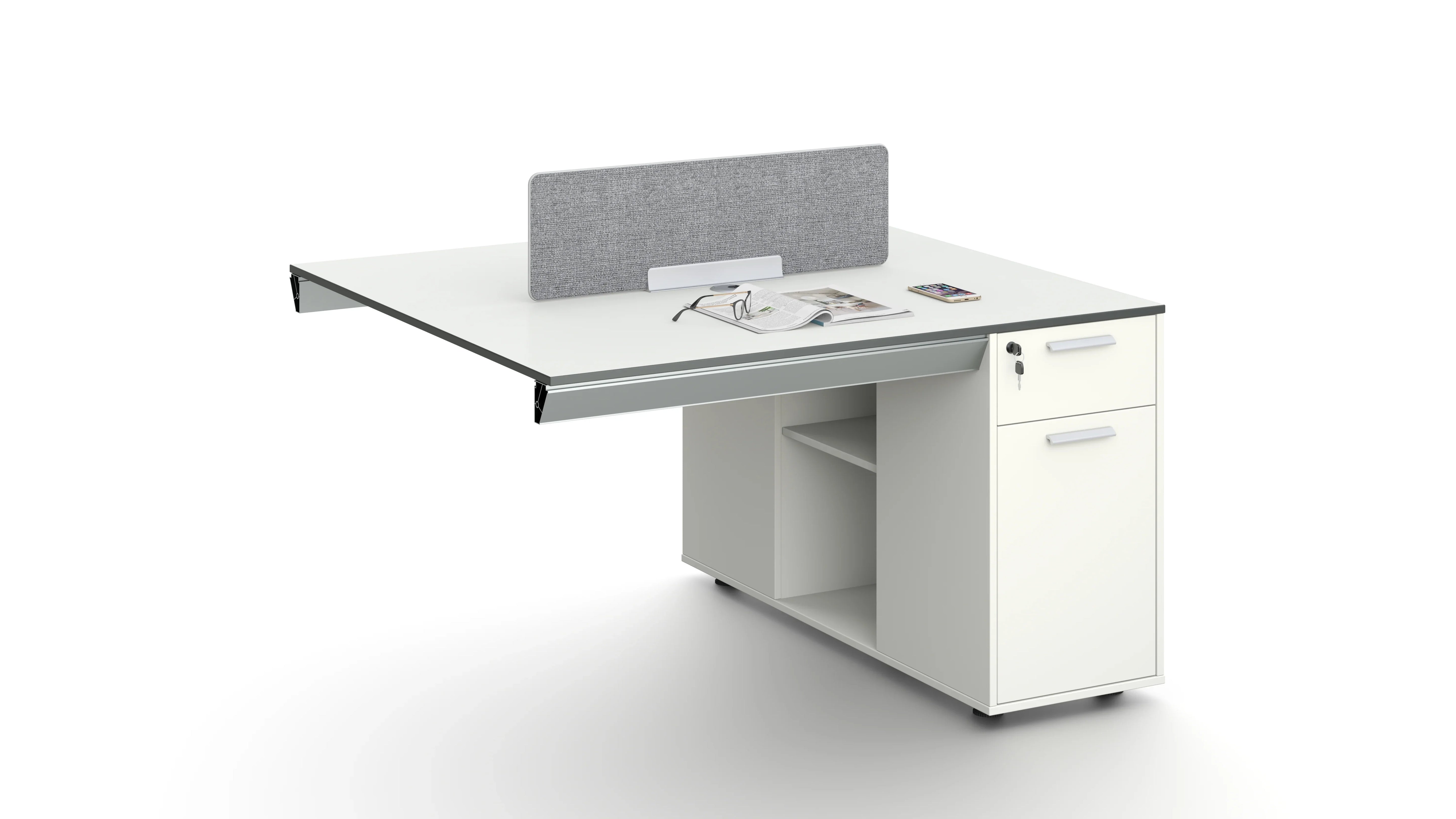 Nova 2 Seater Workstation Extenstion With 2 Cabinets 1.2m -White & Grey