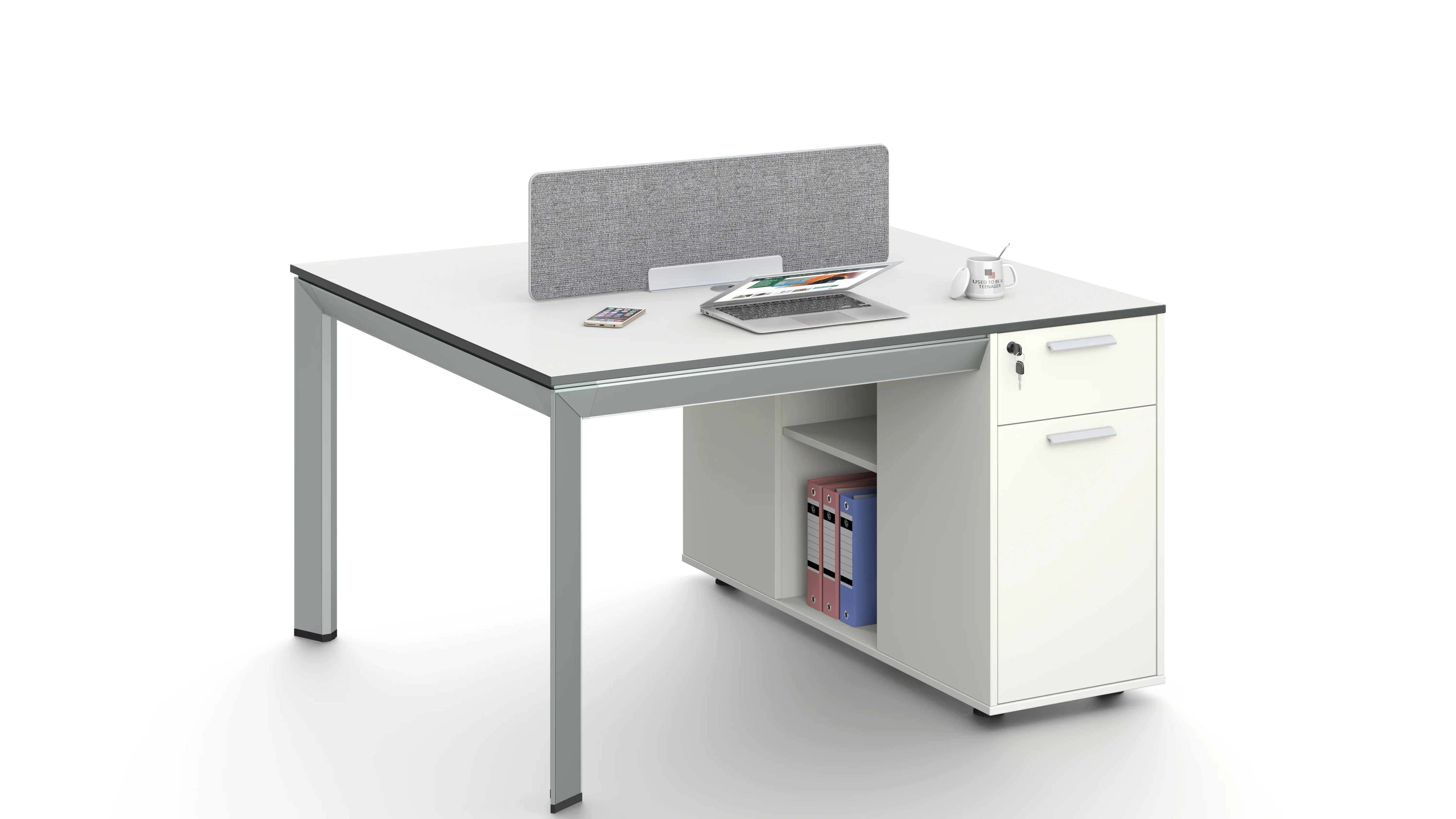 Nova 2 Seater Workstation With 2 Cabinets 1.2m -White & Grey