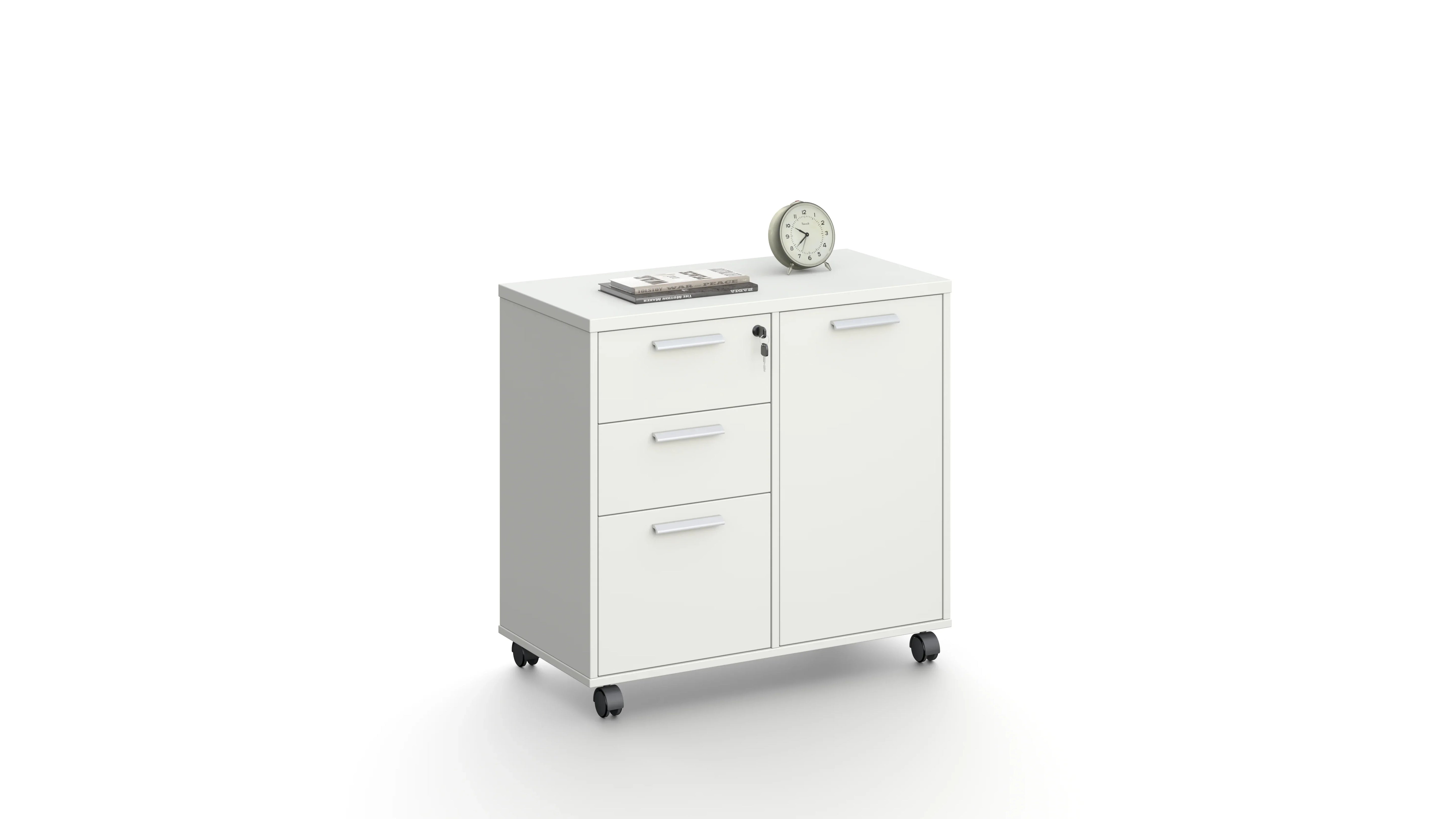 Nova Executive Table File Cabinet Close Design 80cmX40cmX75cm -White & Grey