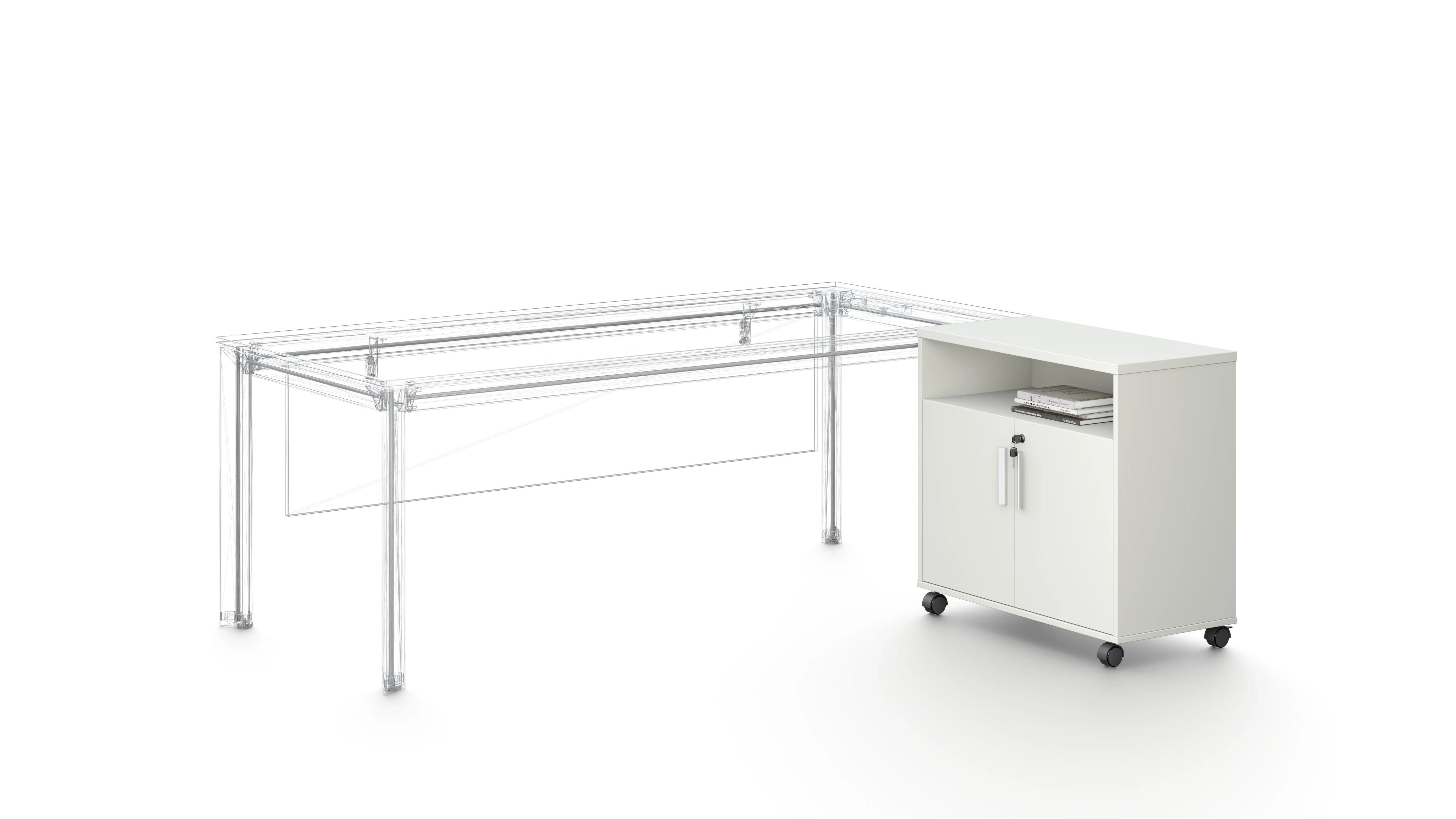Nova Executive Table File Cabinet 80cmX40cmX75cm -White & Grey