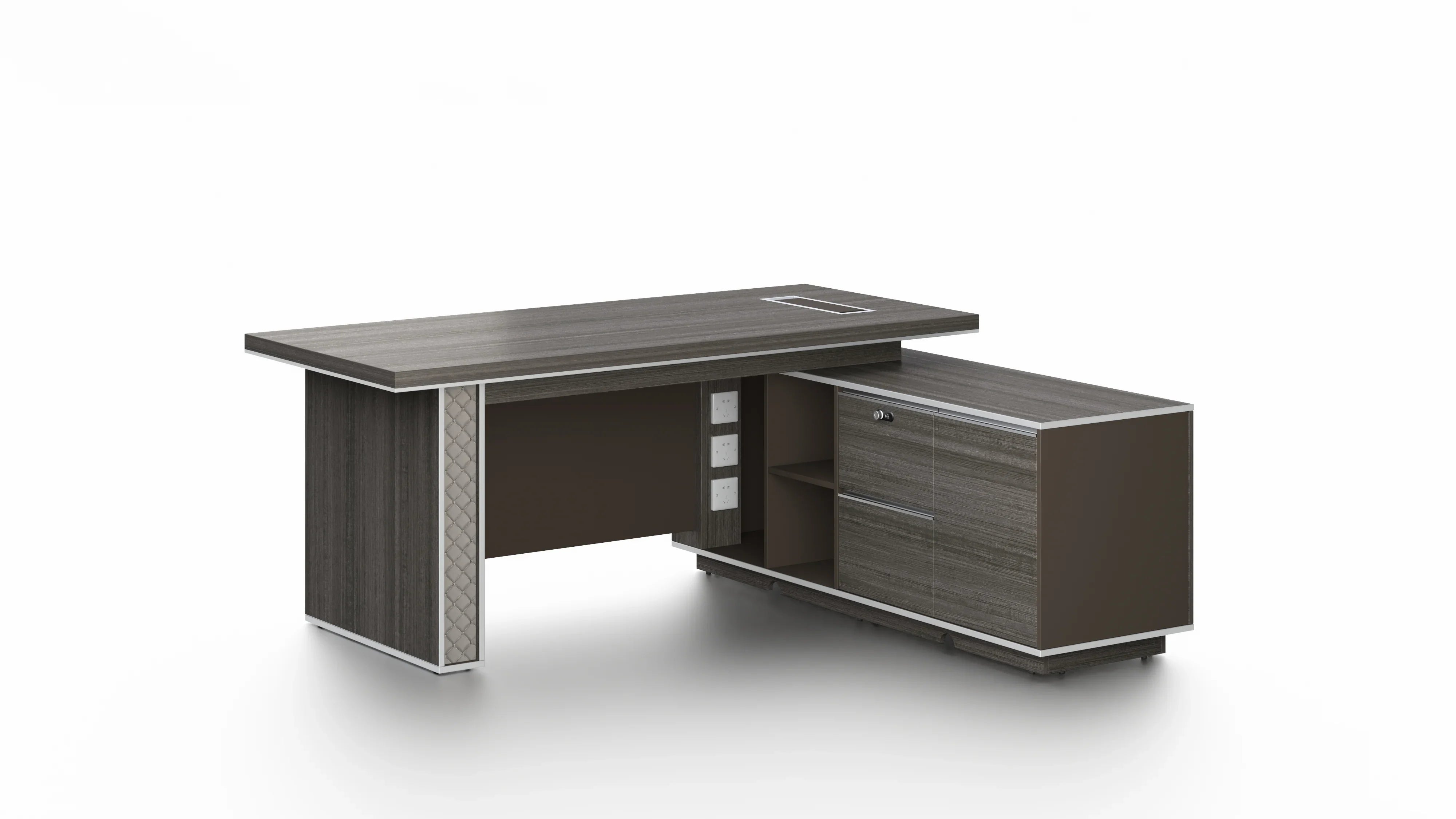 Nexus Executive Desk 1.8m -Dark Teak & Grey