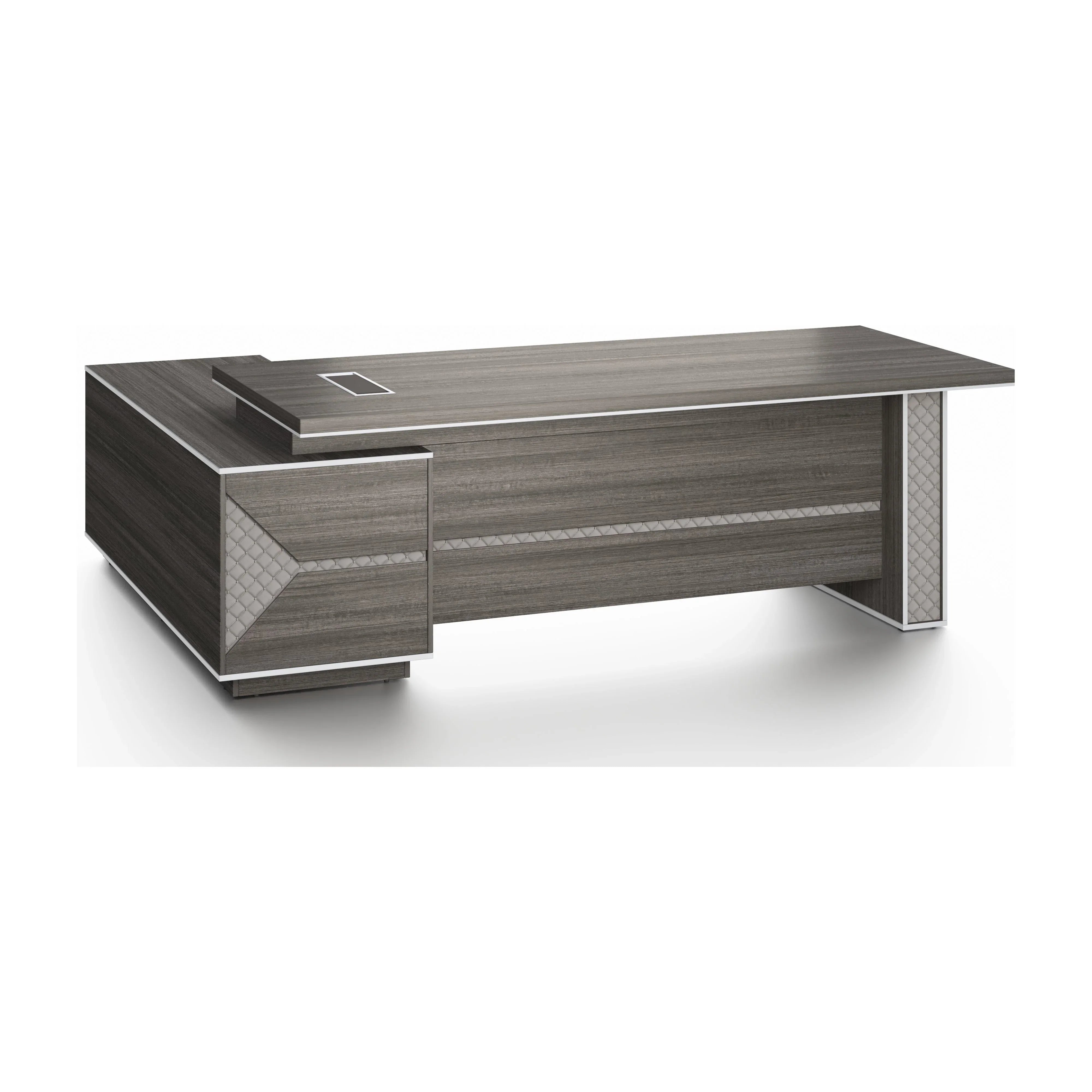 Nexus Executive Desk 2.4m -Dark Teak & Grey