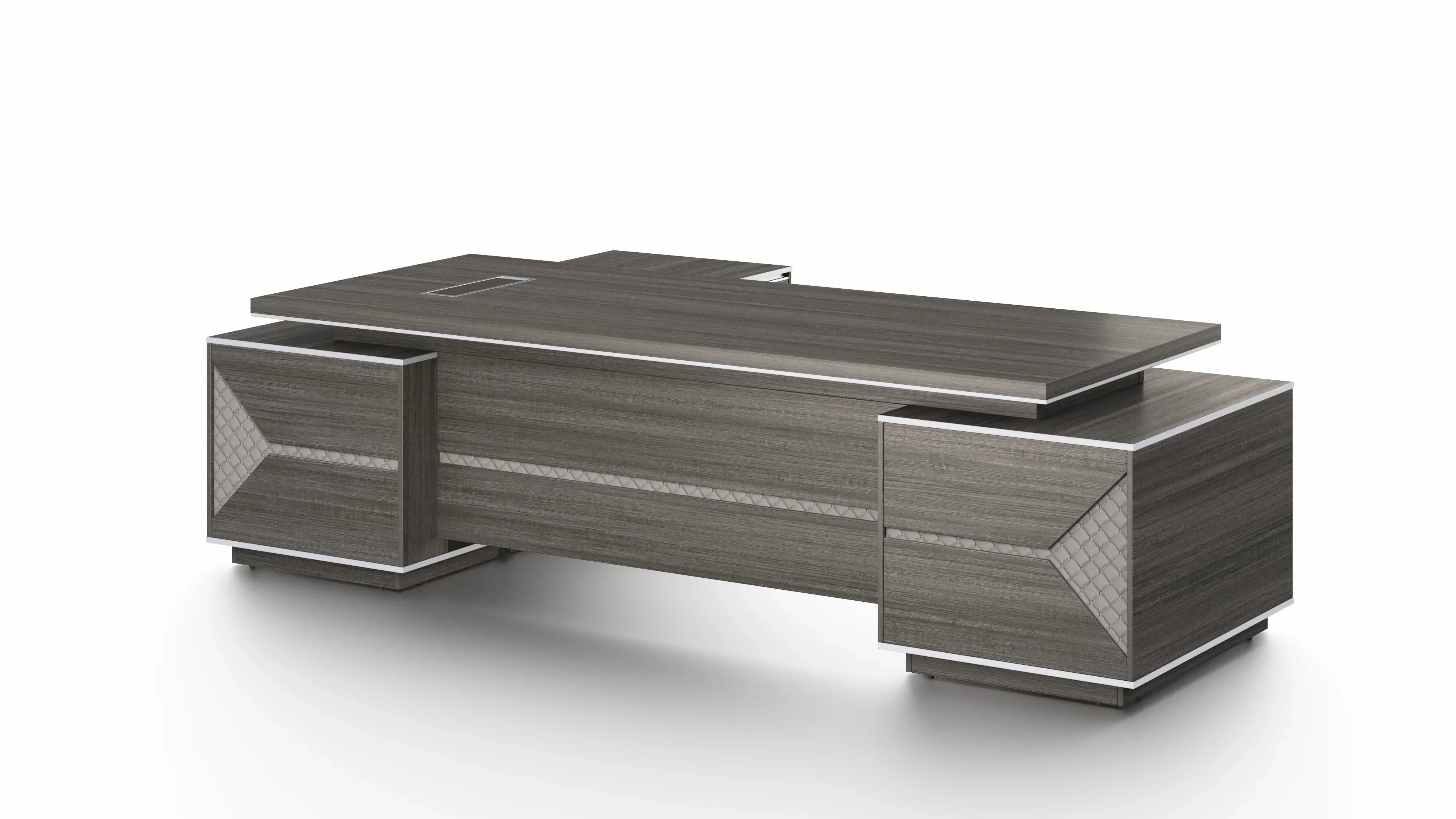 Nexus Grandmaster Executive Desk 2.8m -Dark Teak & Grey