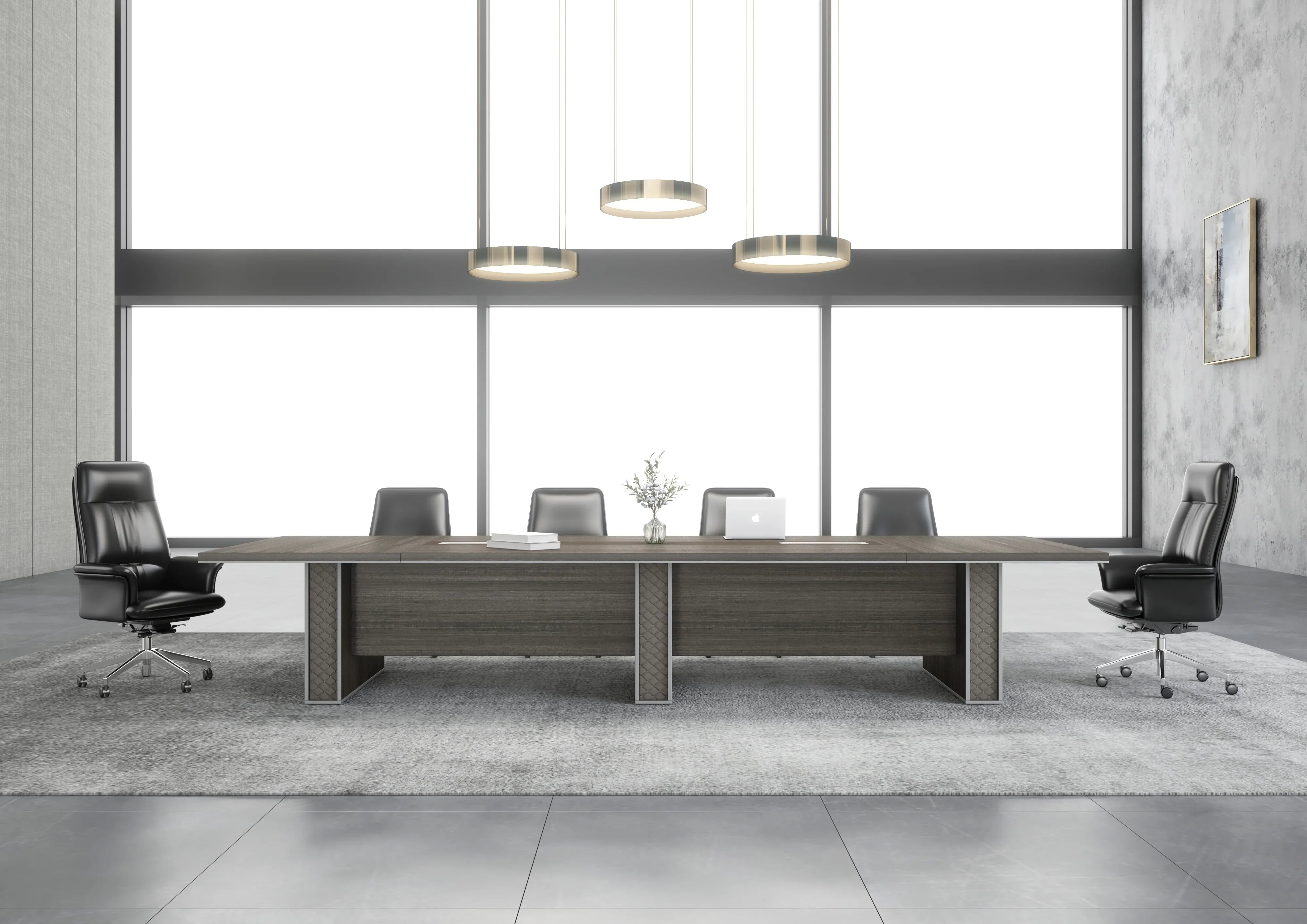 Nexus Boardroom Table 3.6m x 1.4m - Dark Teak & Grey