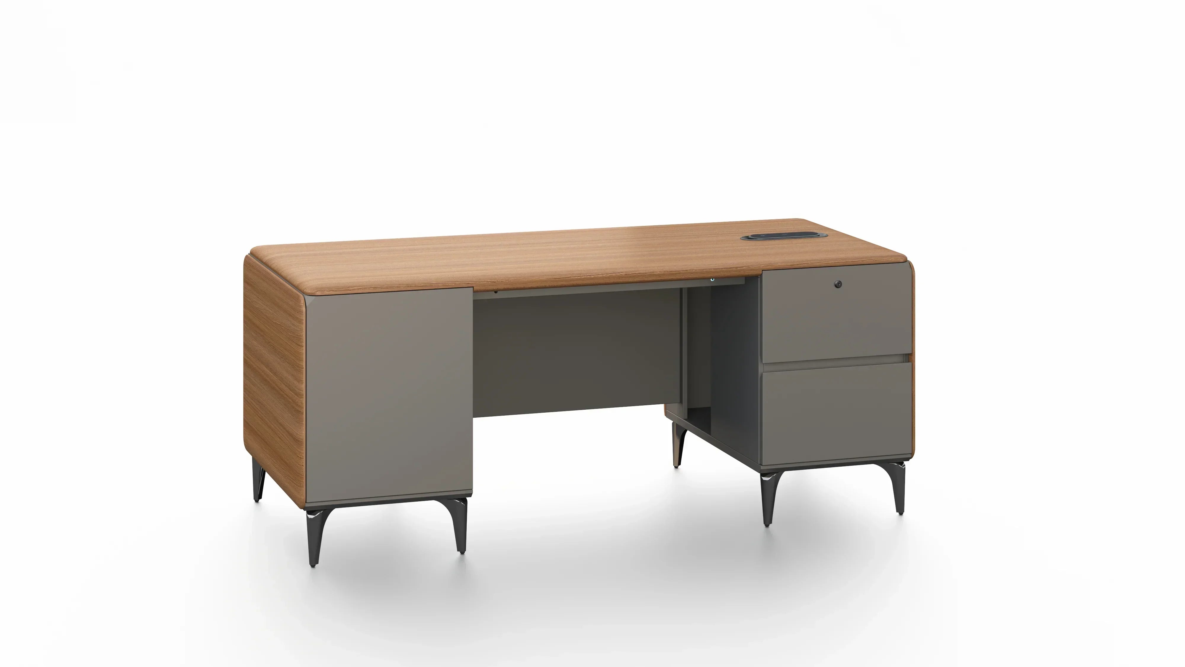 Majestic Oak Executive Office Desk 1.8m Golden Oak & Grey